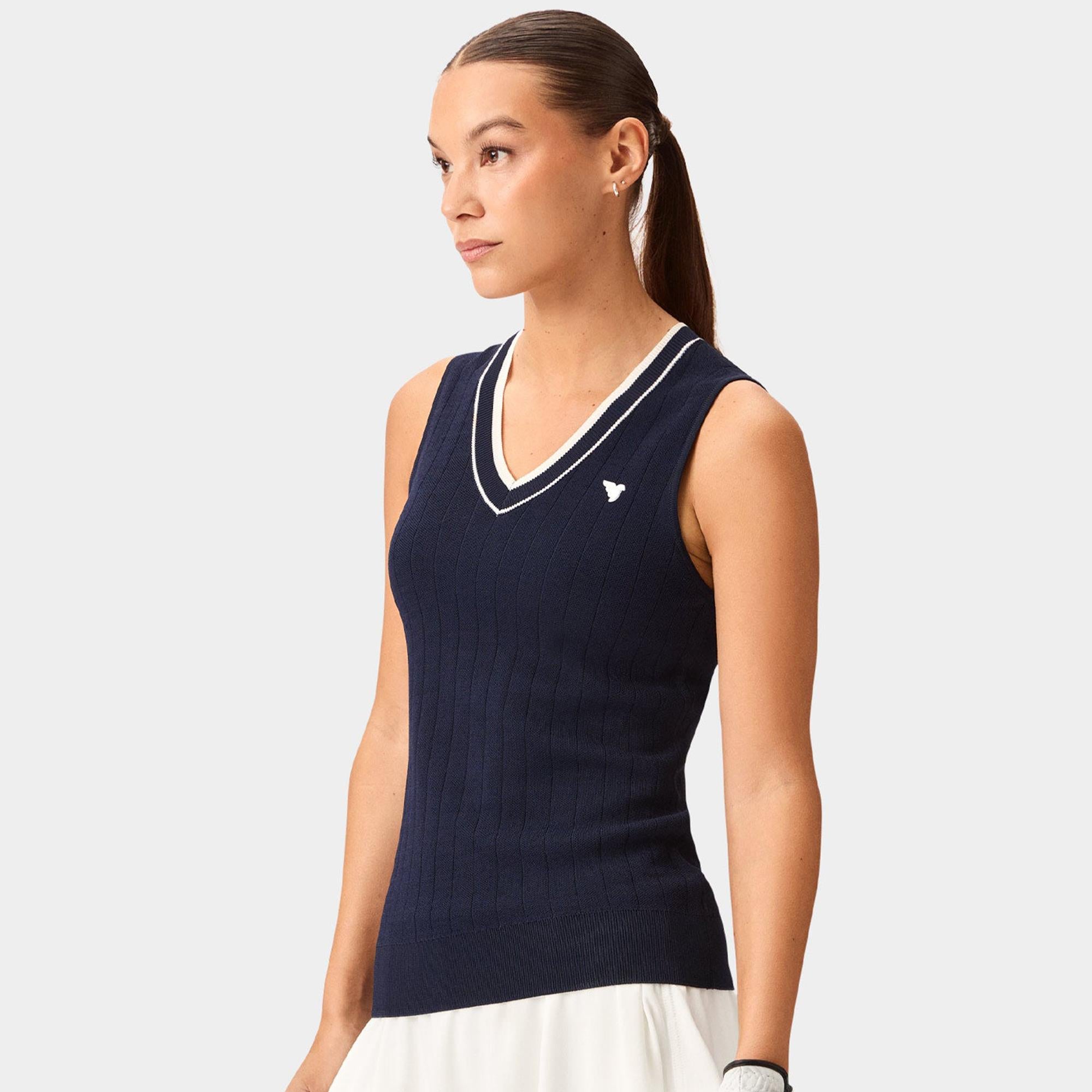 Macade Golf Ana Sleeveless V-Neck Ladies Golf Slipover Navy