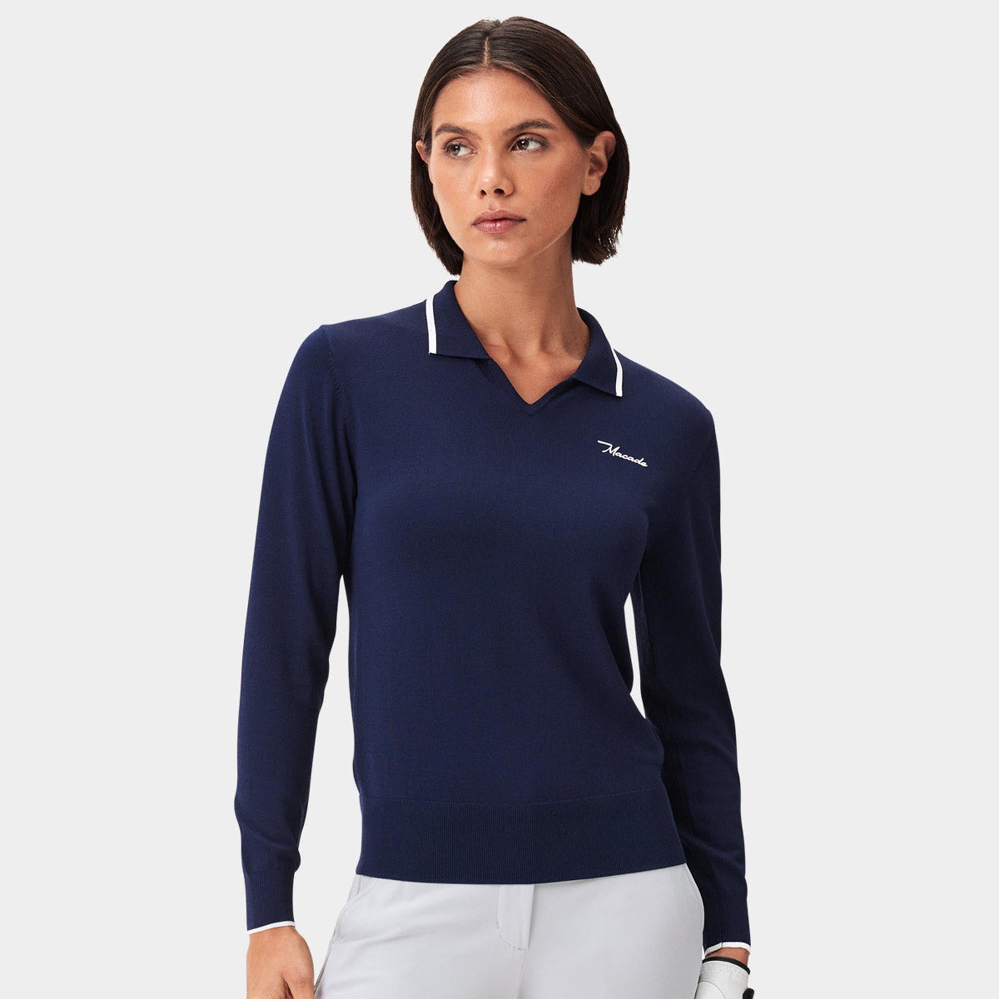 Macade Golf Ella Knit Ladies Golf Top Dark Blue