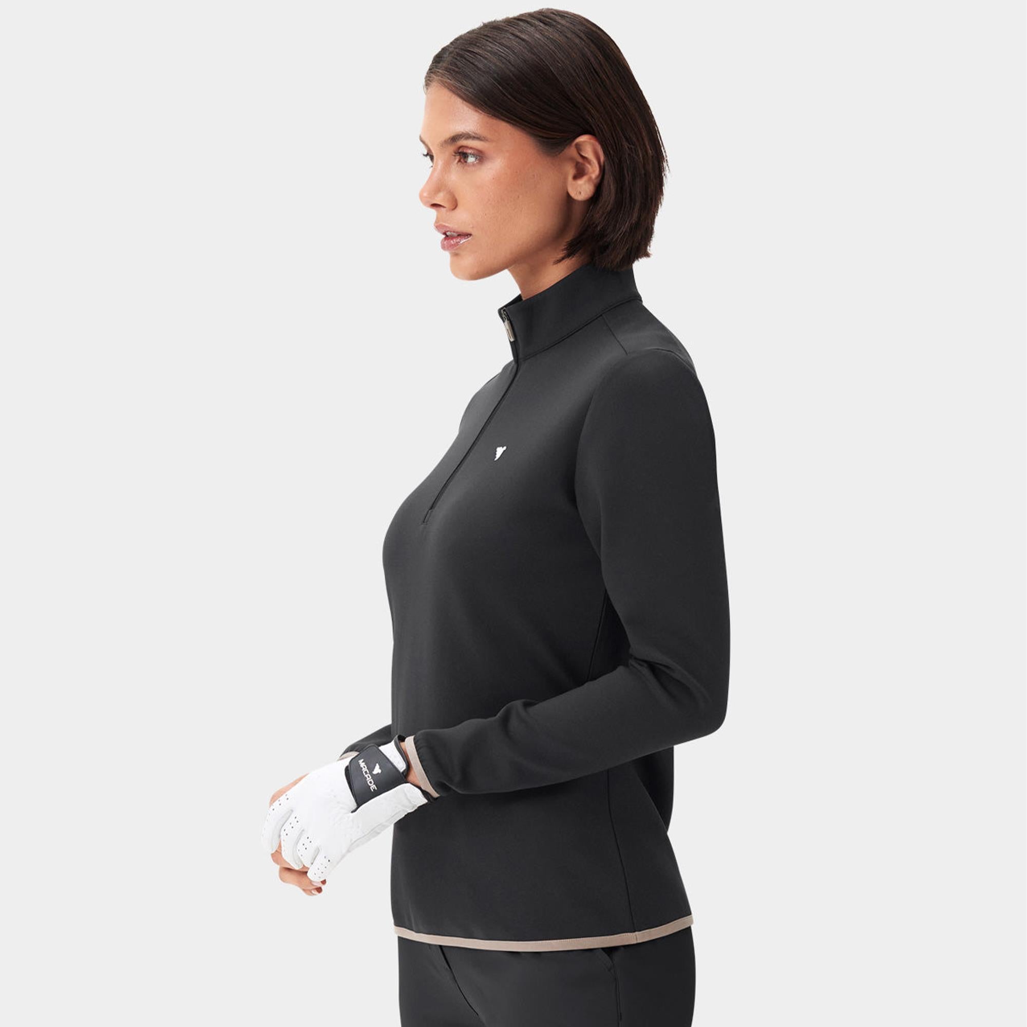 Macade Golf Jade Therma Quarter Zip Ladies Golf Mid Layer Black