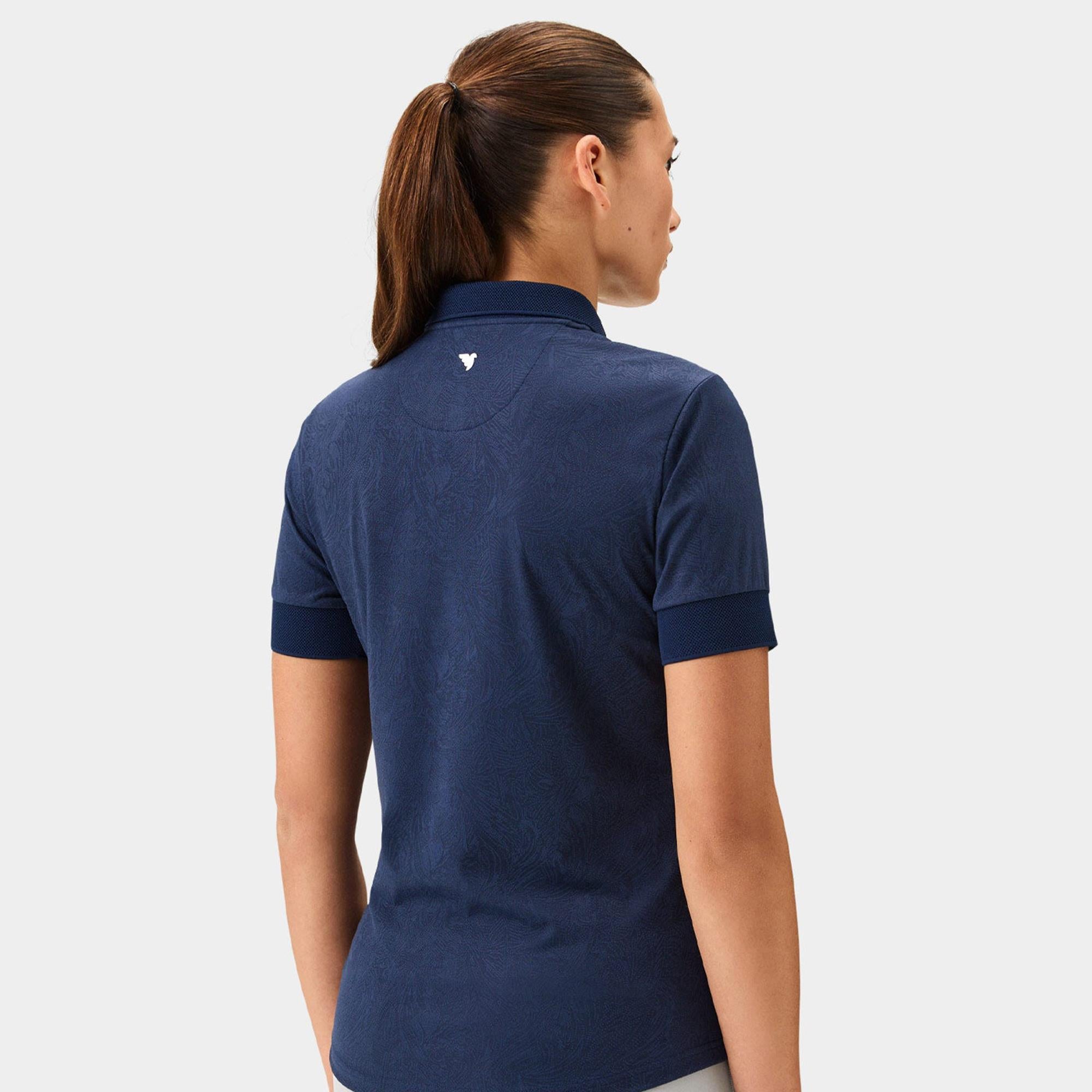 Macade Golf Lace Paisley Zip Ladies Golf Polo Shirt Navy