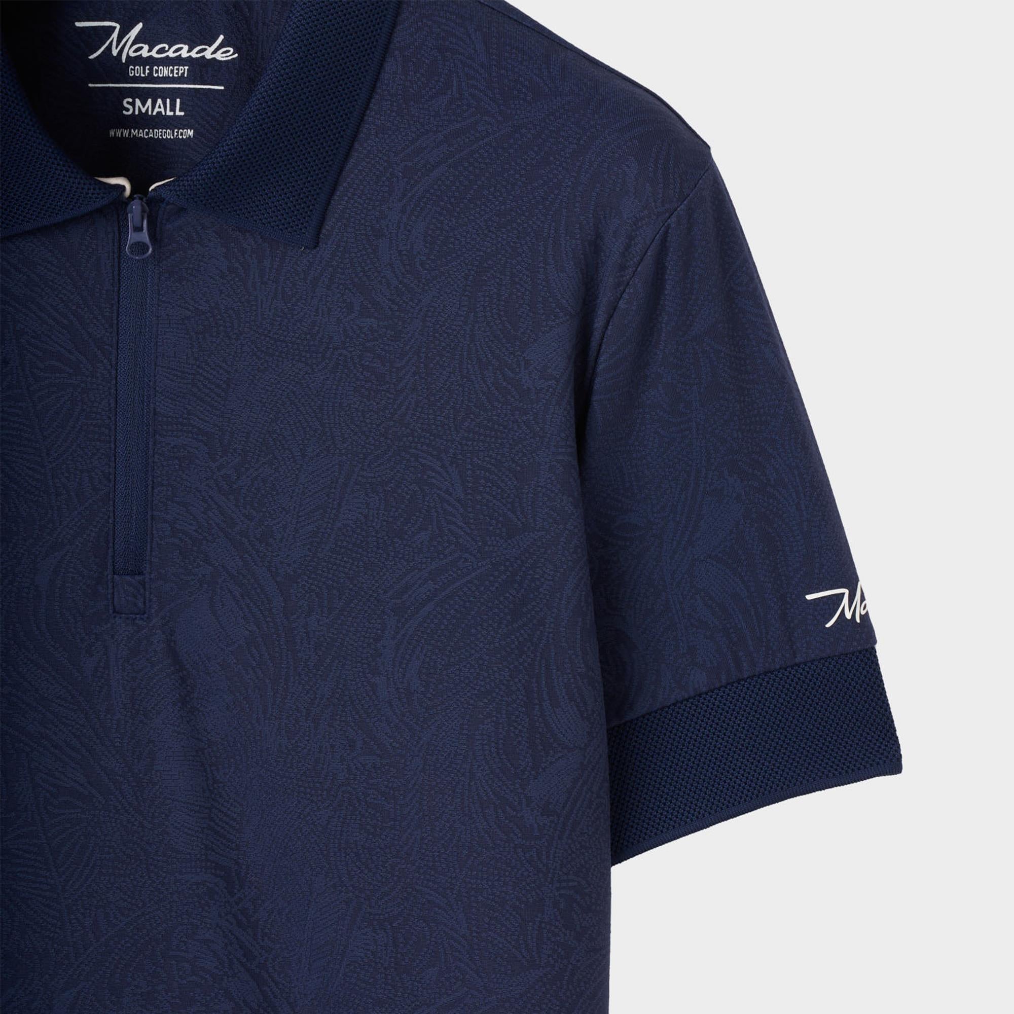 Macade Golf Lace Paisley Zip Ladies Golf Polo Shirt Navy