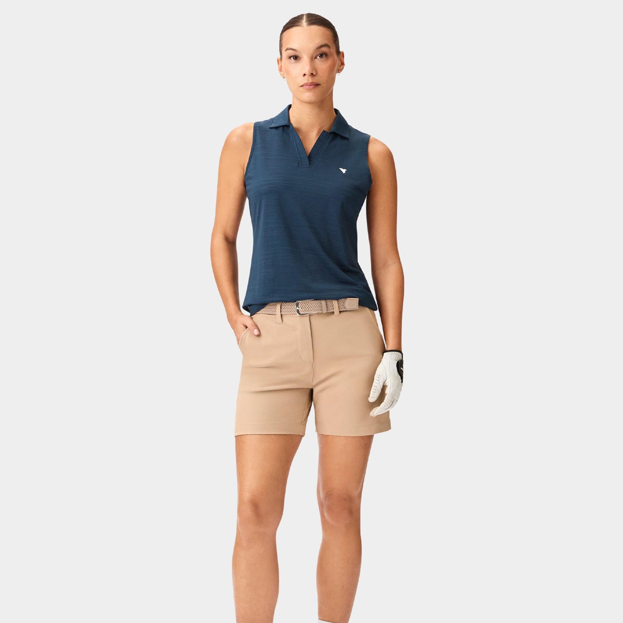 Macade Golf Paige Ladies Sleeveless Golf Polo Shirt Steel Blue