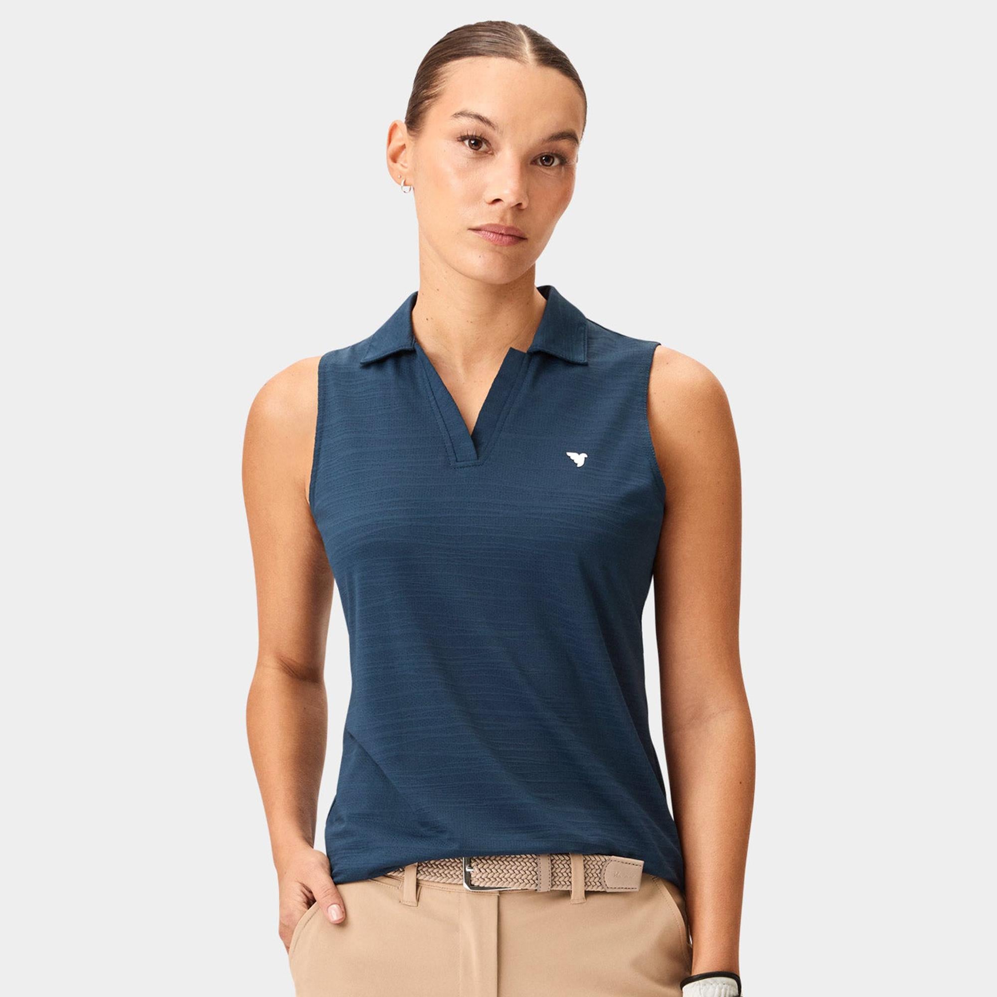 Macade Golf Paige Ladies Sleeveless Golf Polo Shirt Steel Blue