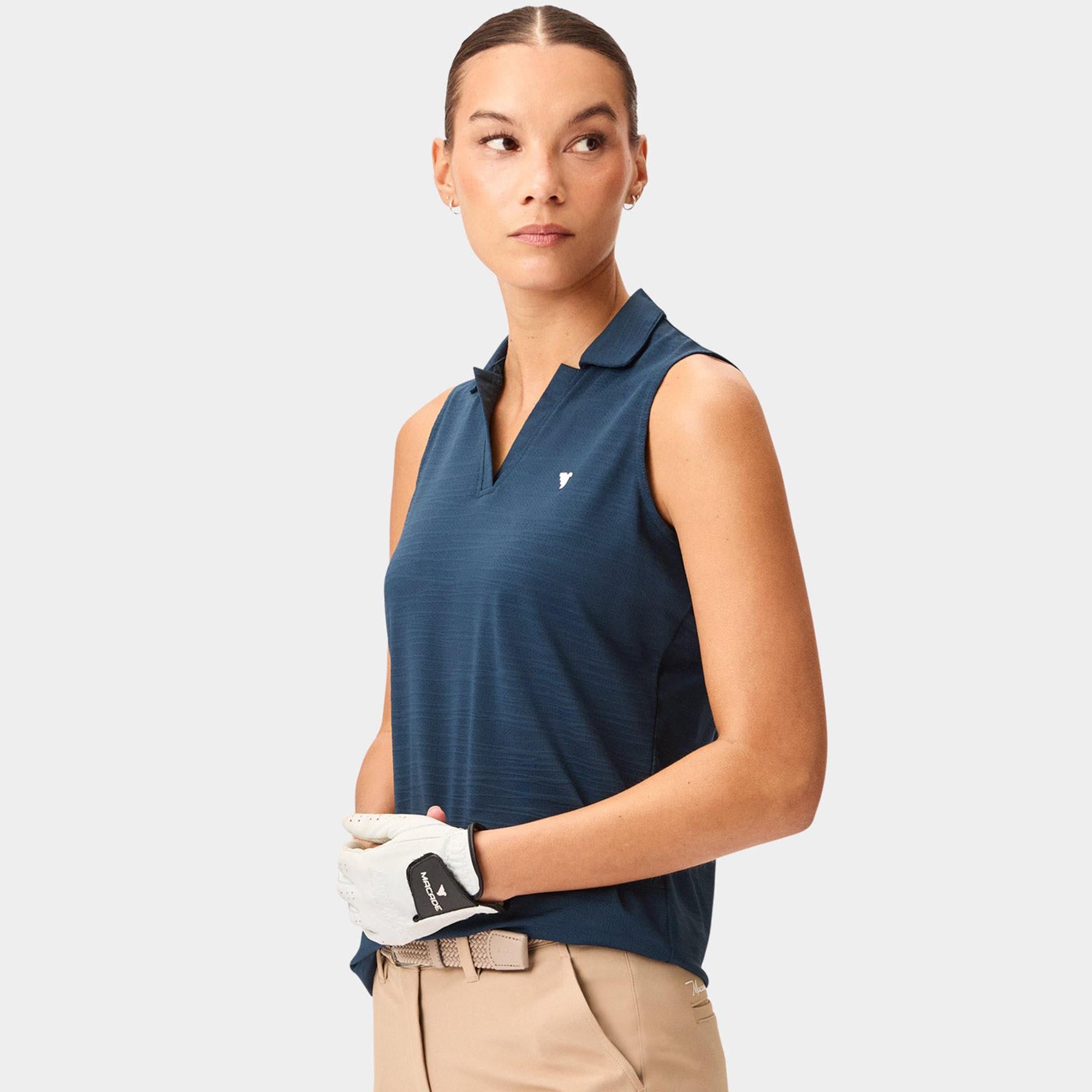 Macade Golf Paige Ladies Sleeveless Golf Polo Shirt Steel Blue