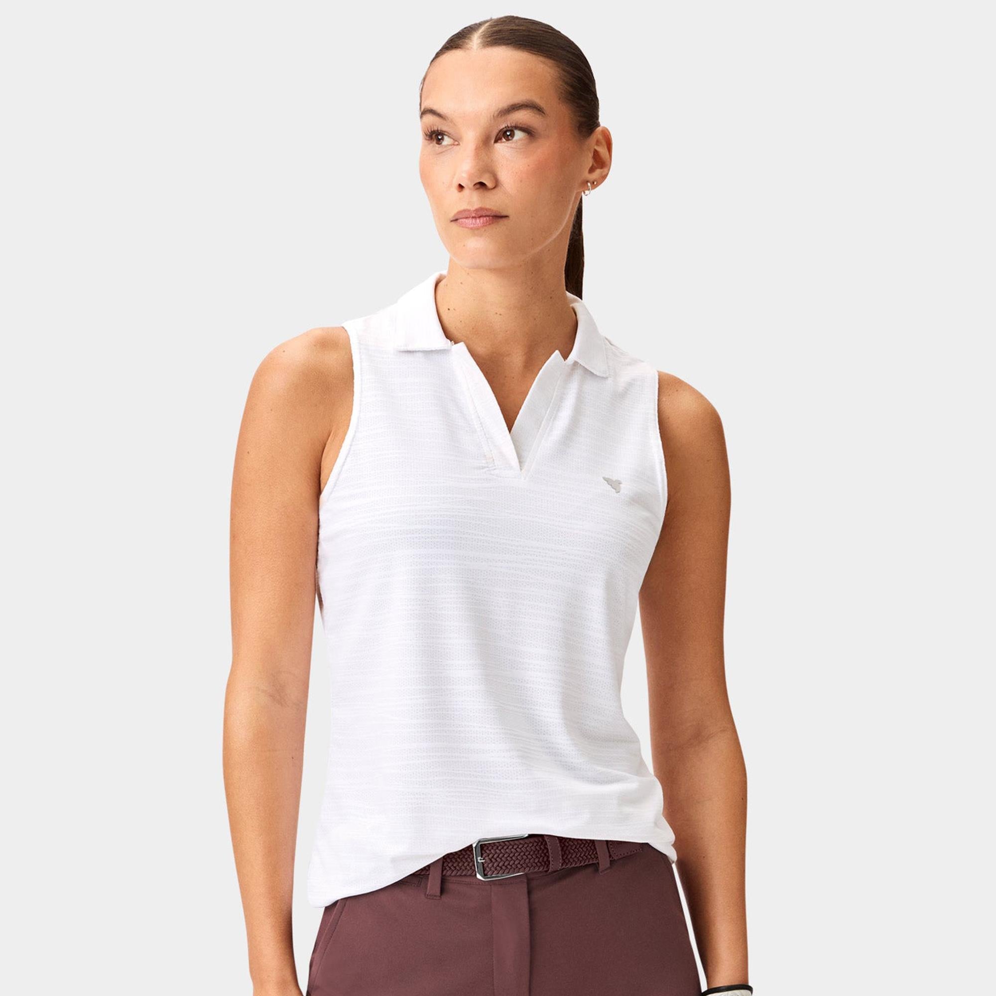 Macade Golf Paige Ladies Sleeveless Golf Polo Shirt White