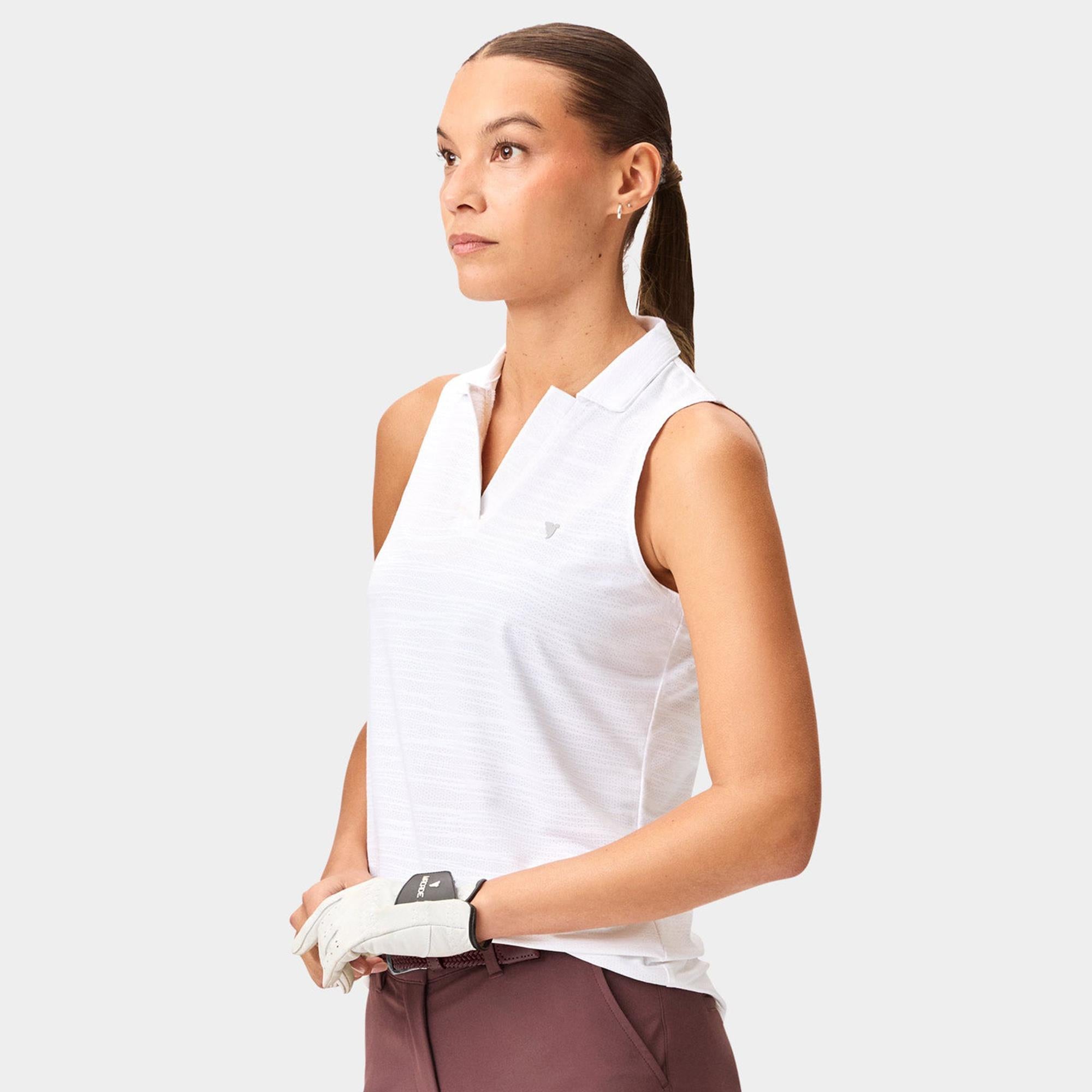 Macade Golf Paige Ladies Sleeveless Golf Polo Shirt White