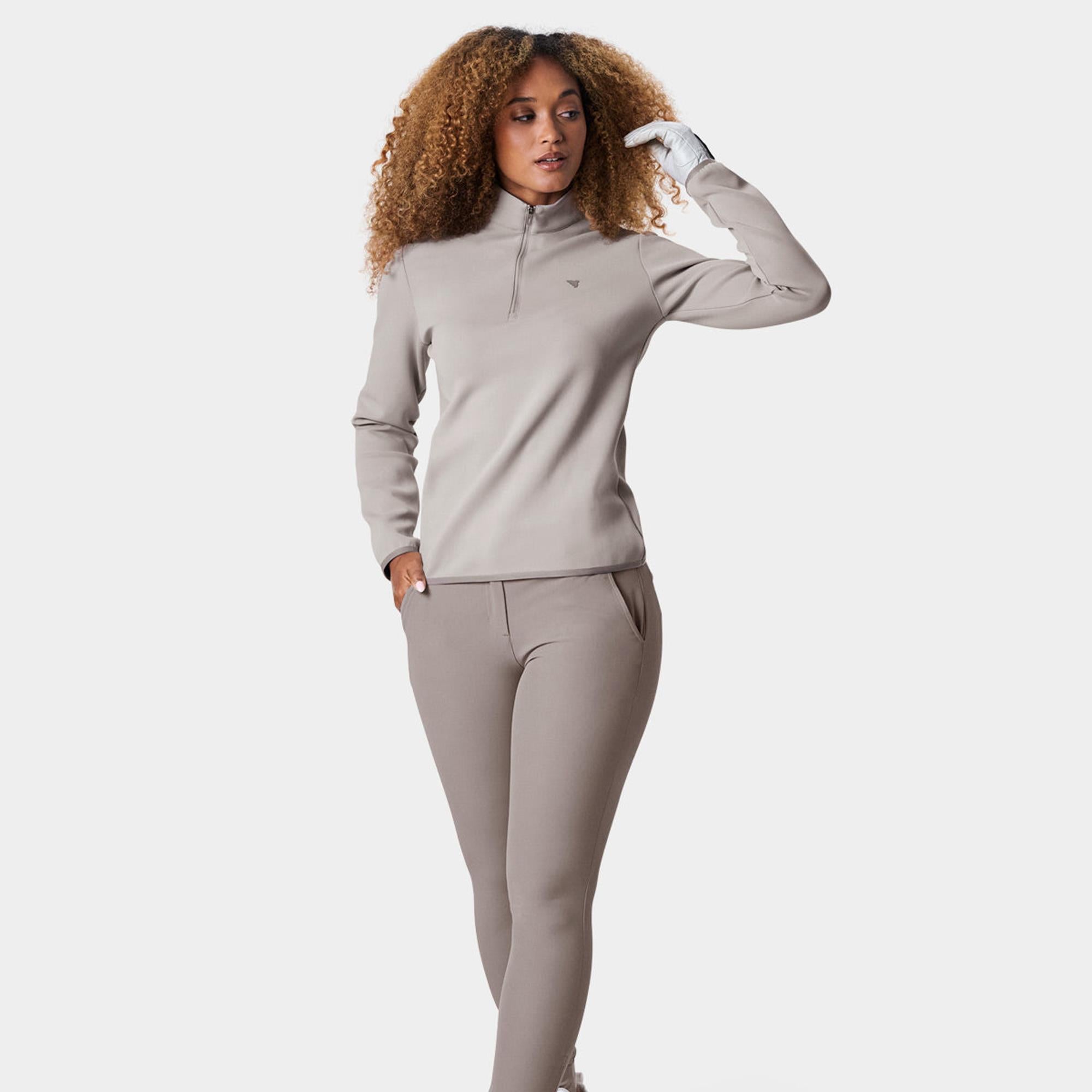 Macade Golf Therma Quarter Zip Ladies Golf Mid Layer Taupe