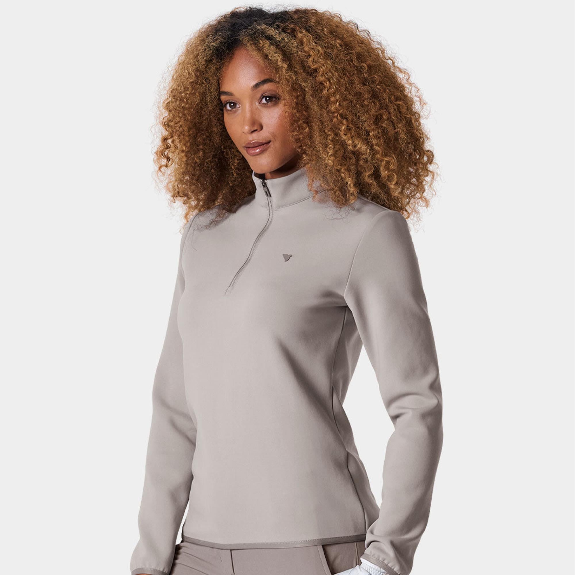 Macade Golf Therma Quarter Zip Ladies Golf Mid Layer Taupe