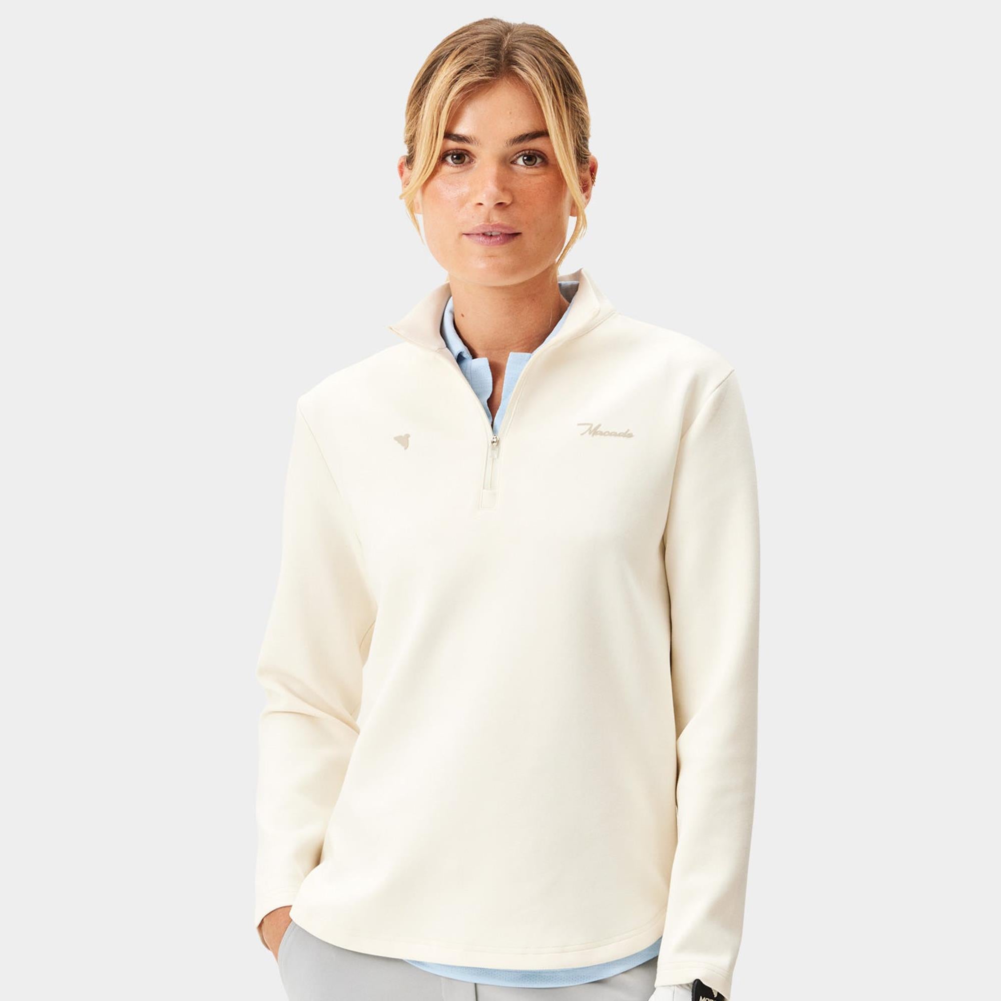 Macade Golf Zoe Flex Quarter Zip Ladies Golf Mid Layer Ivory