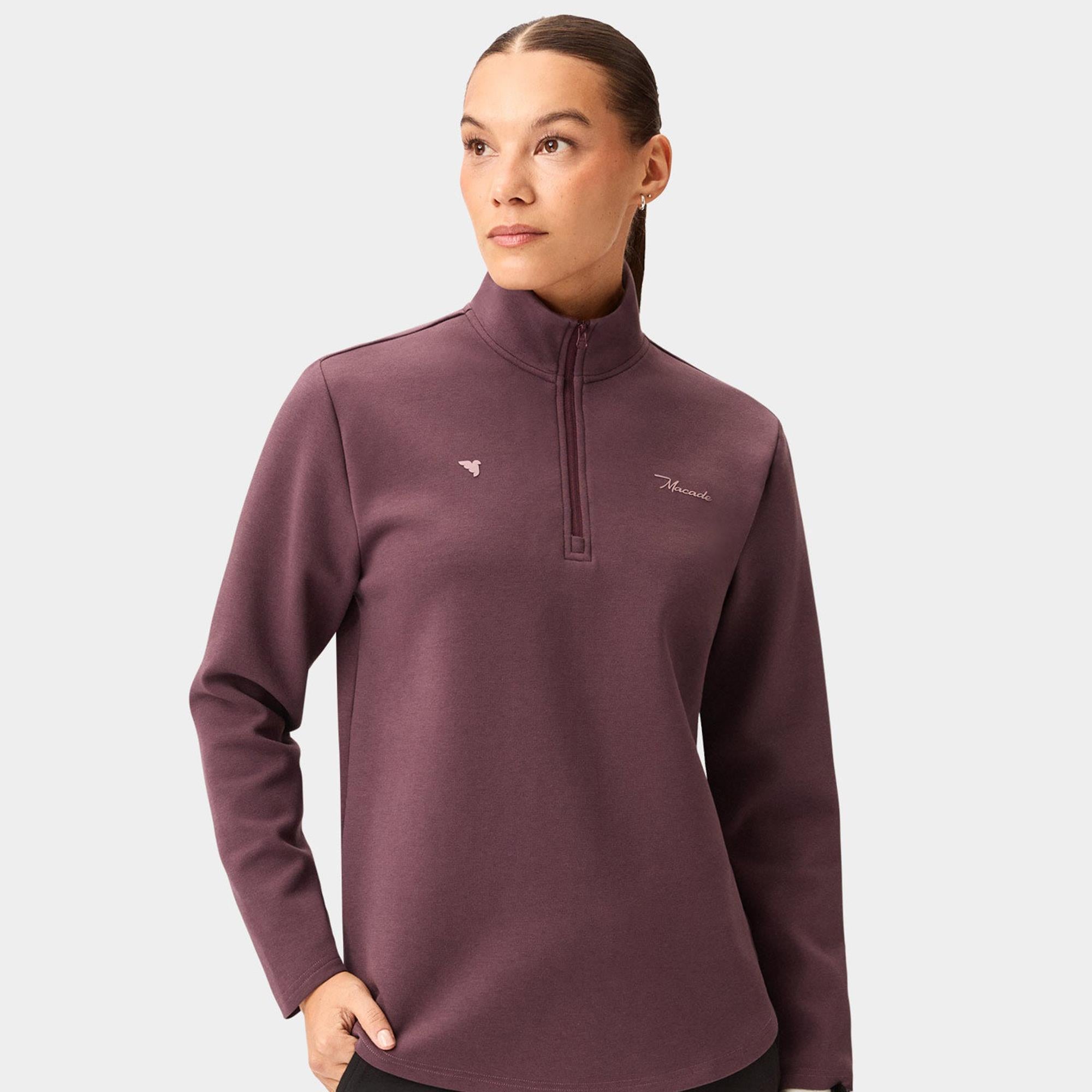 Macade Golf Zoe Flex Quarter Zip Ladies Golf Mid Layer Mauve