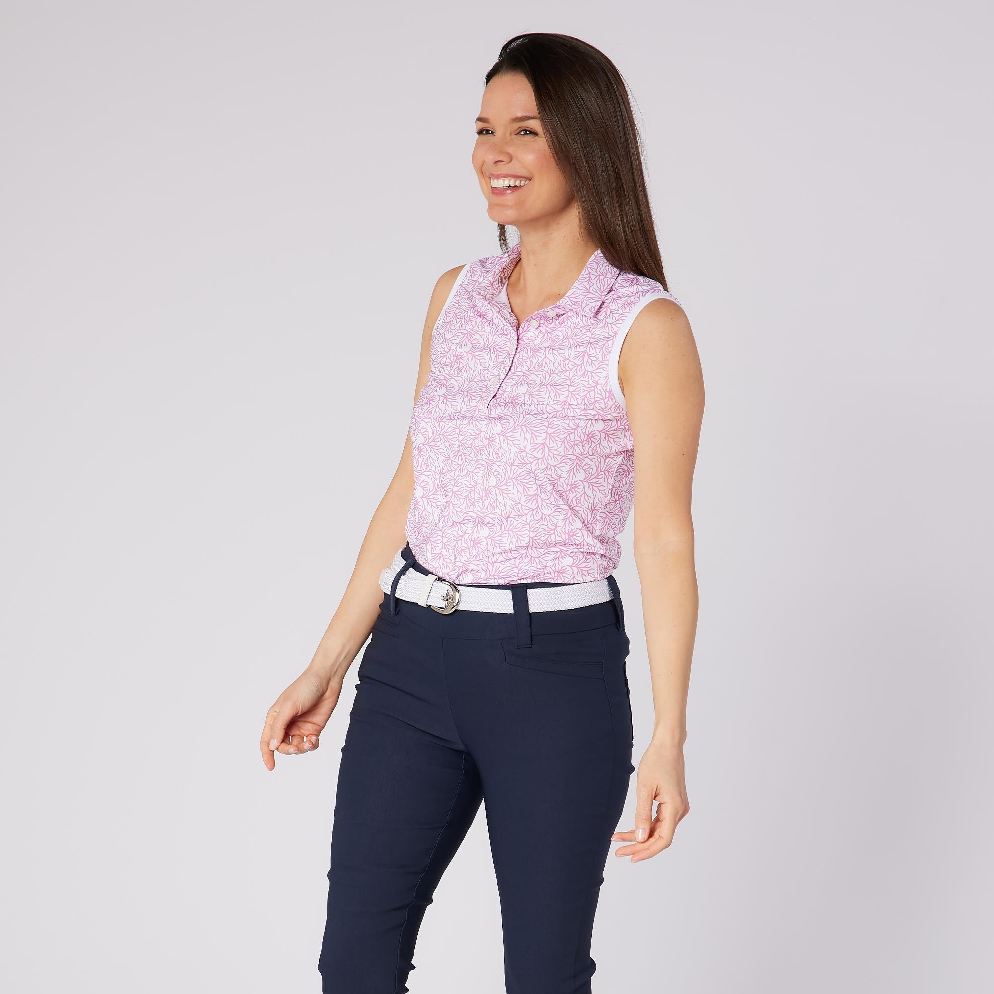 Swing Out Sister Dior Elite Ladies Sleeveless Golf Polo Shirt Coral Whisper