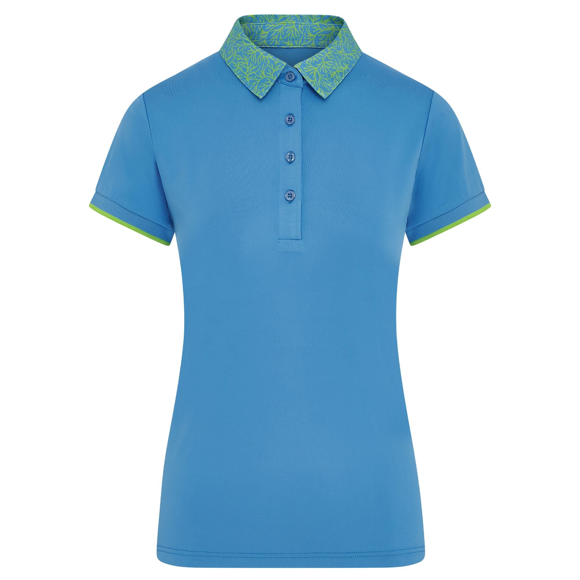 Swing Out Sister Luca Cap Sleeve Ladies Golf Polo Shirt Ocean Bloom