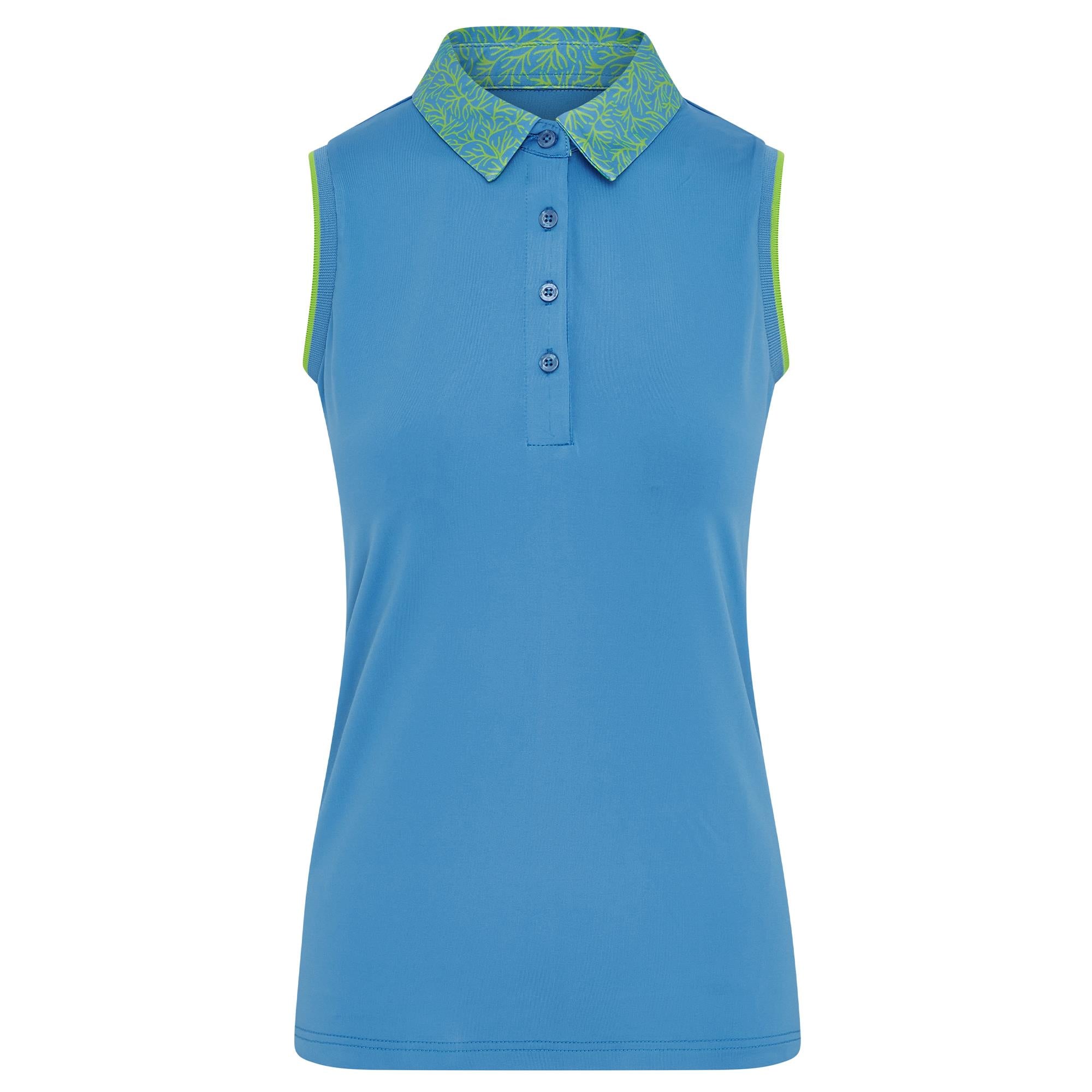 Swing Out Sister Luca Ladies Sleeveless Golf Polo Shirt Ocean Bloom