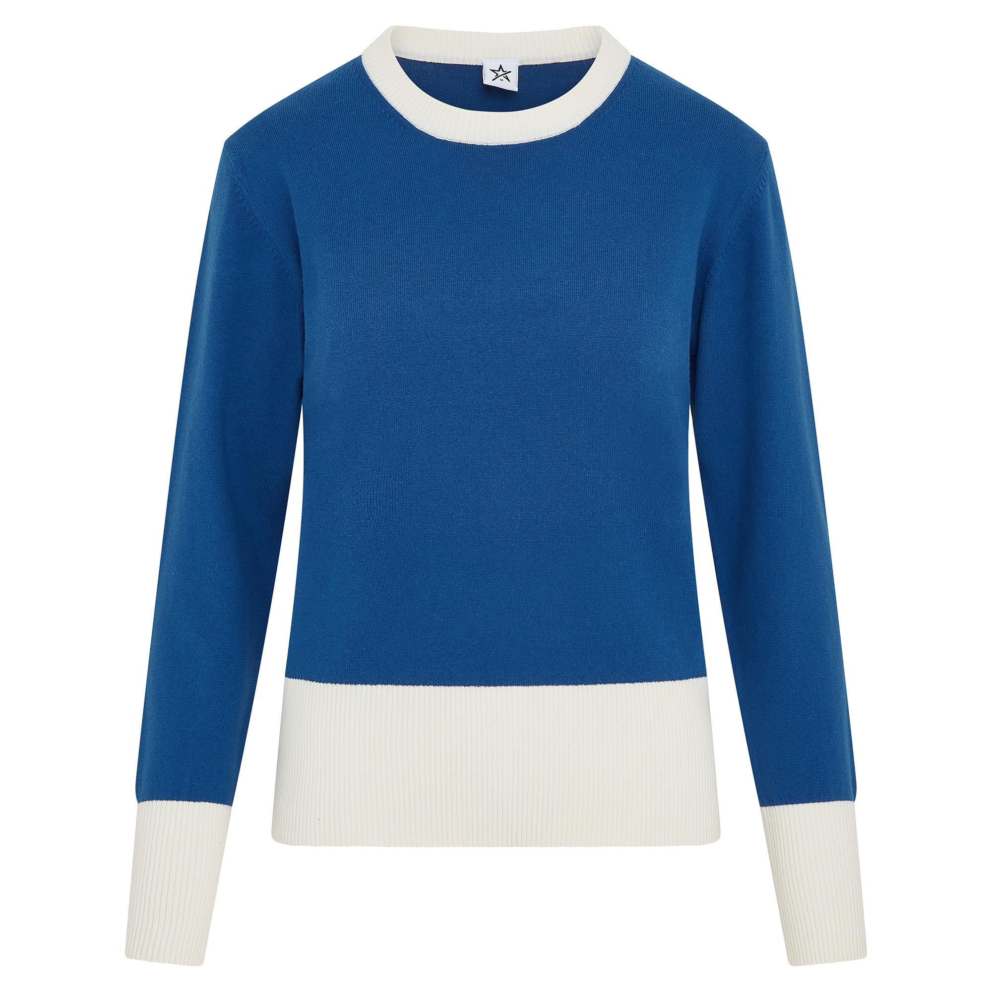 Swing Out Sister Sugar Sustainable Ladies Golf Sweater True Blue