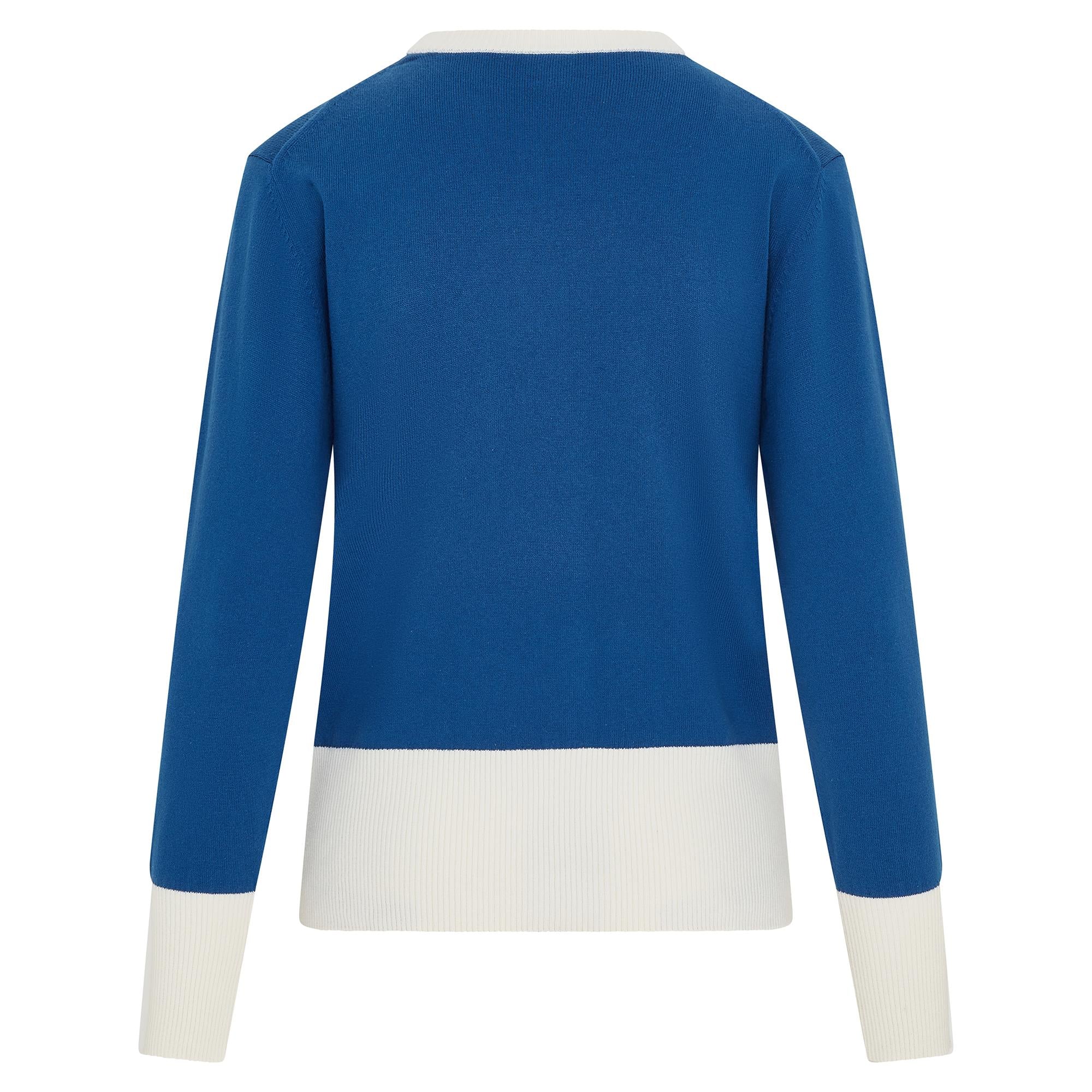 Swing Out Sister Sugar Sustainable Ladies Golf Sweater True Blue