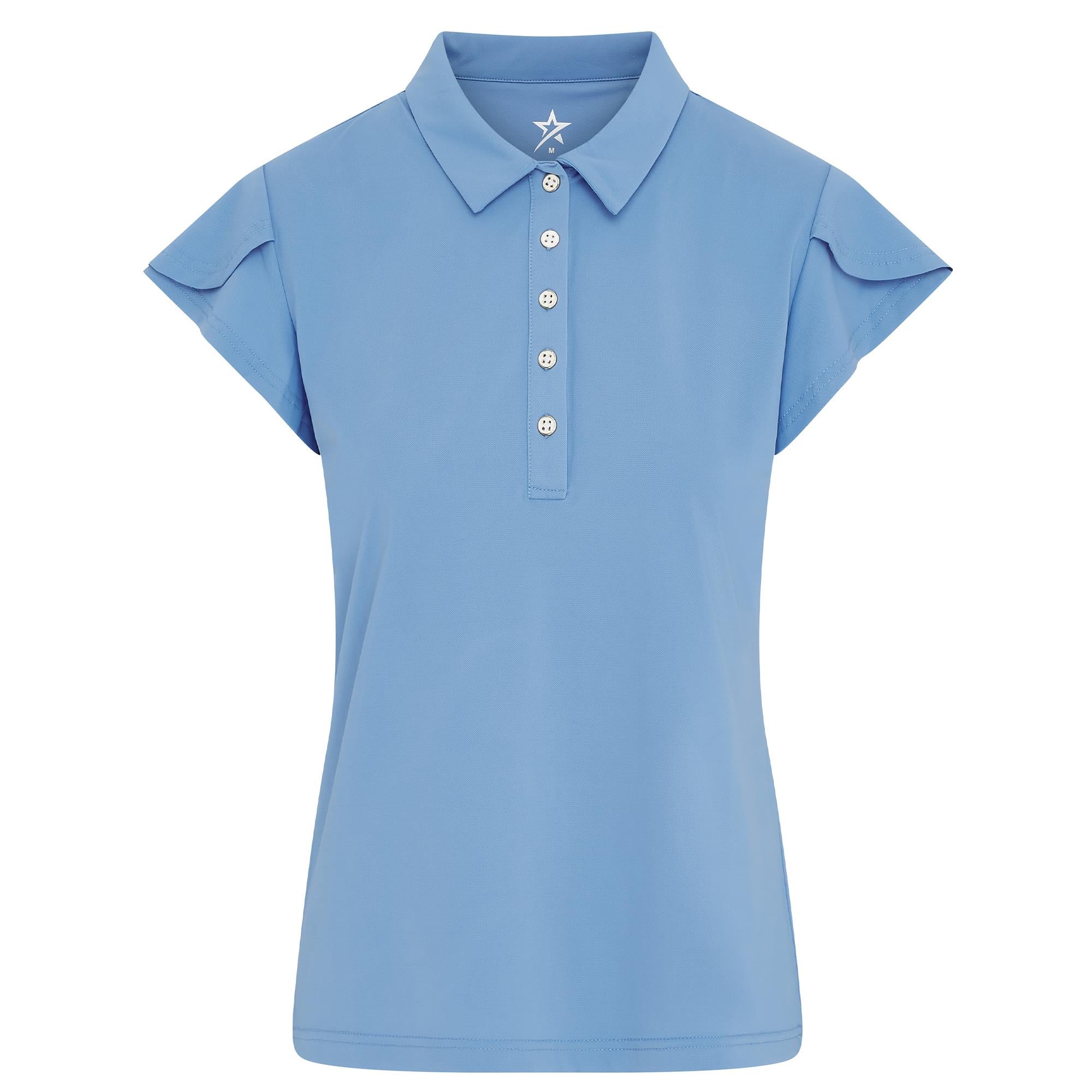 Swing Out Sister Summer Breeze Cap Sleeve Ladies Golf Polo Shirt Ocean