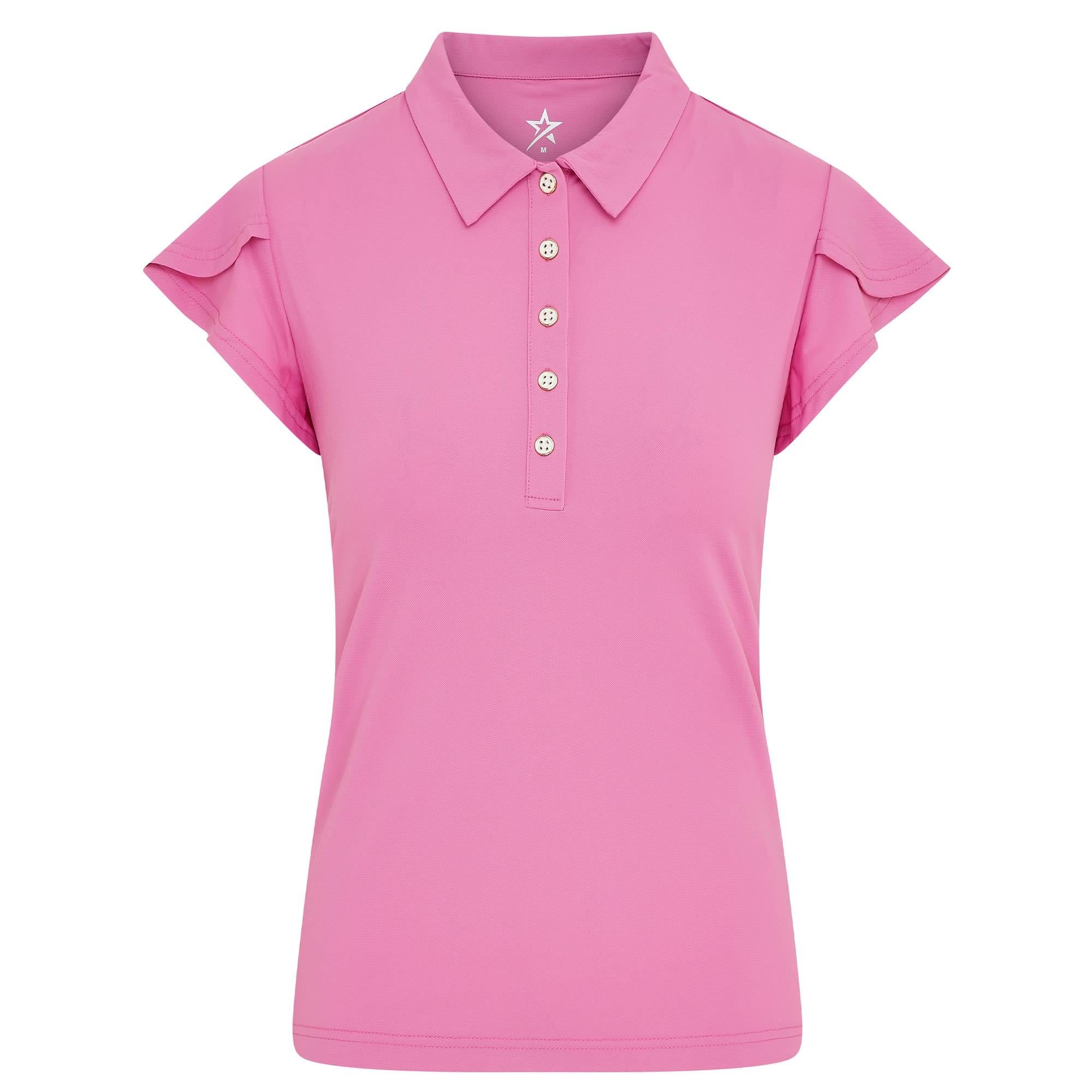 Swing Out Sister Summer Breeze Cap Sleeve Ladies Golf Polo Shirt Super Pink
