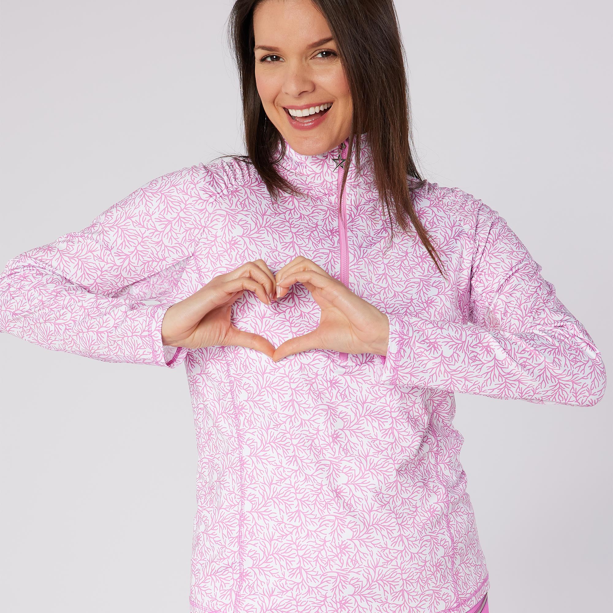Swing Out Sister Sunshine 1/4 Zip Ladies Lightweight Mid Layer Coral Whisper