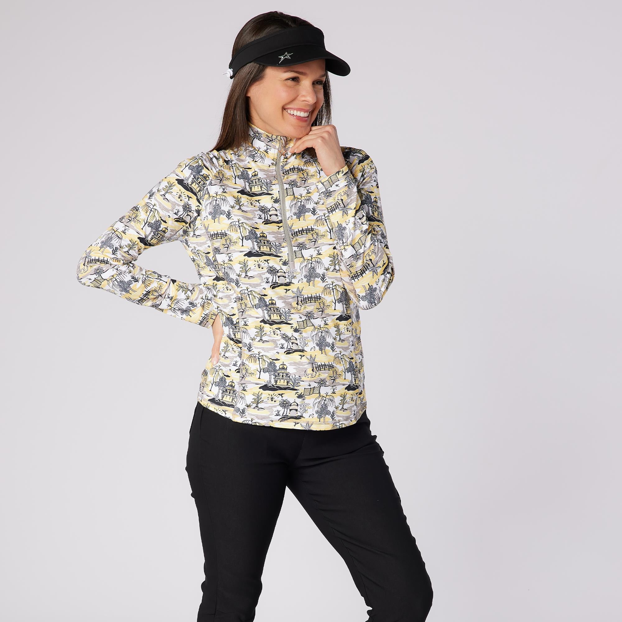 Swing Out Sister Sunshine 1/4 Zip Ladies Lightweight Mid Layer Indian Dawn