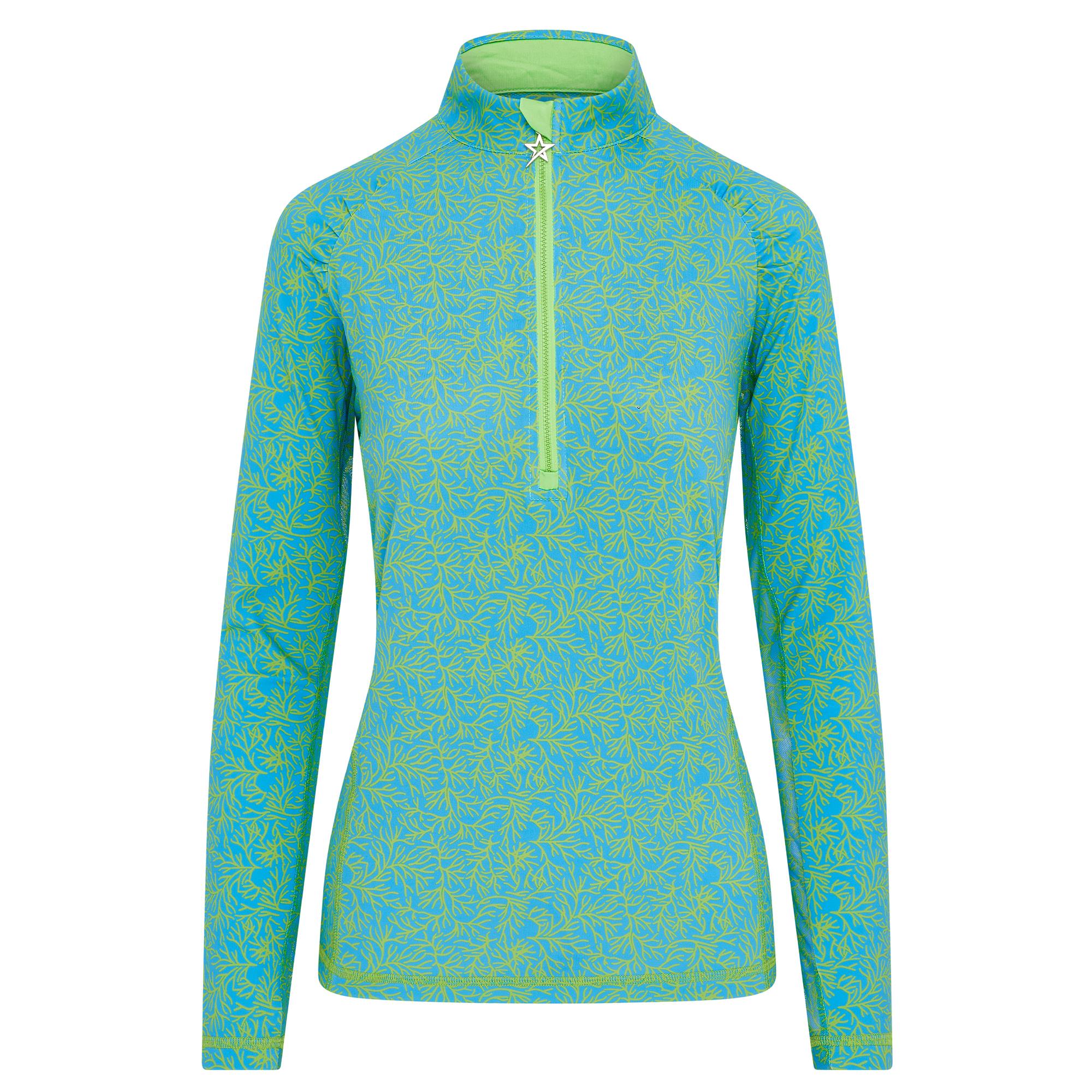 Swing Out Sister Sunshine 1/4 Zip Ladies Lightweight Mid Layer Ocean Bloom