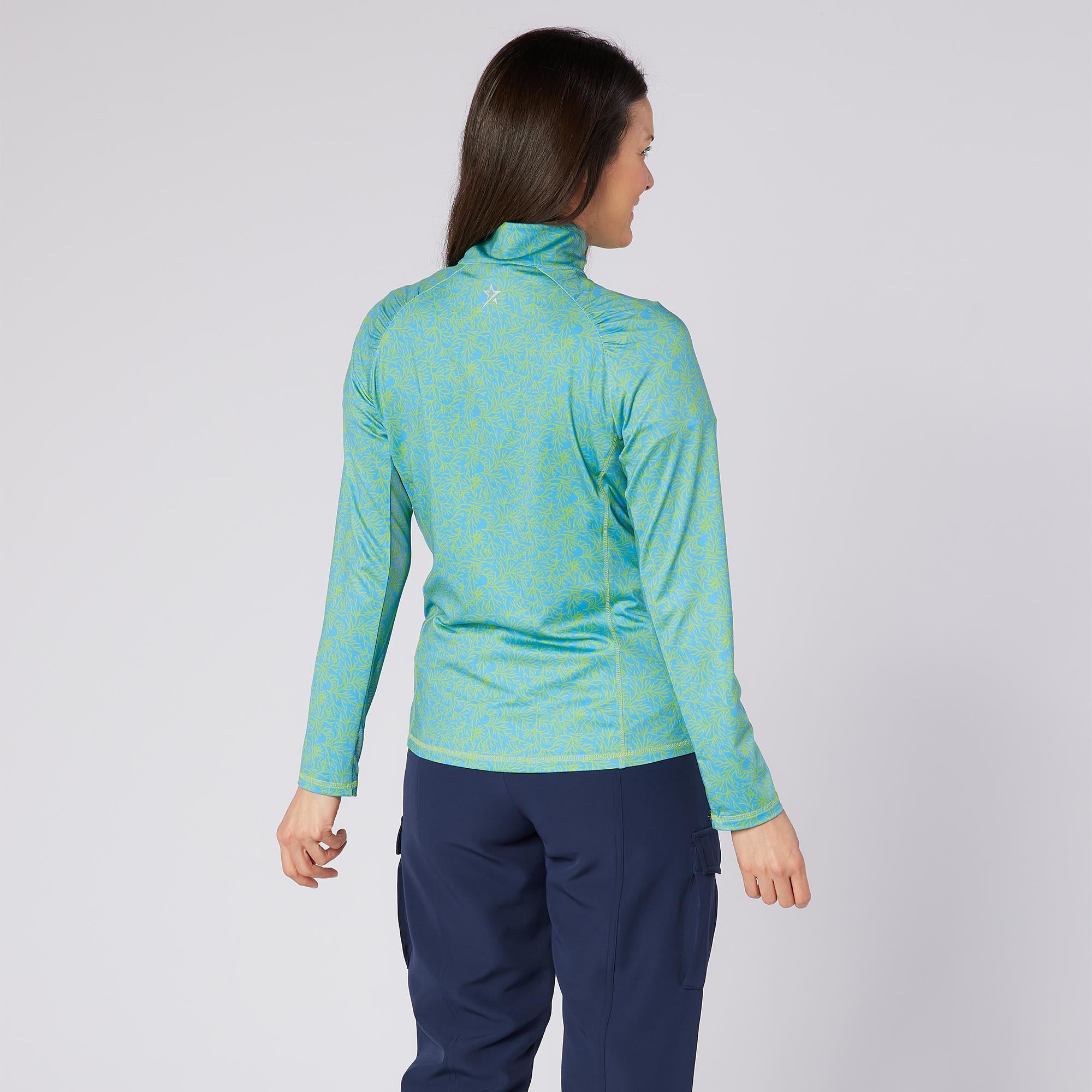 Swing Out Sister Sunshine 1/4 Zip Ladies Lightweight Mid Layer Ocean Bloom