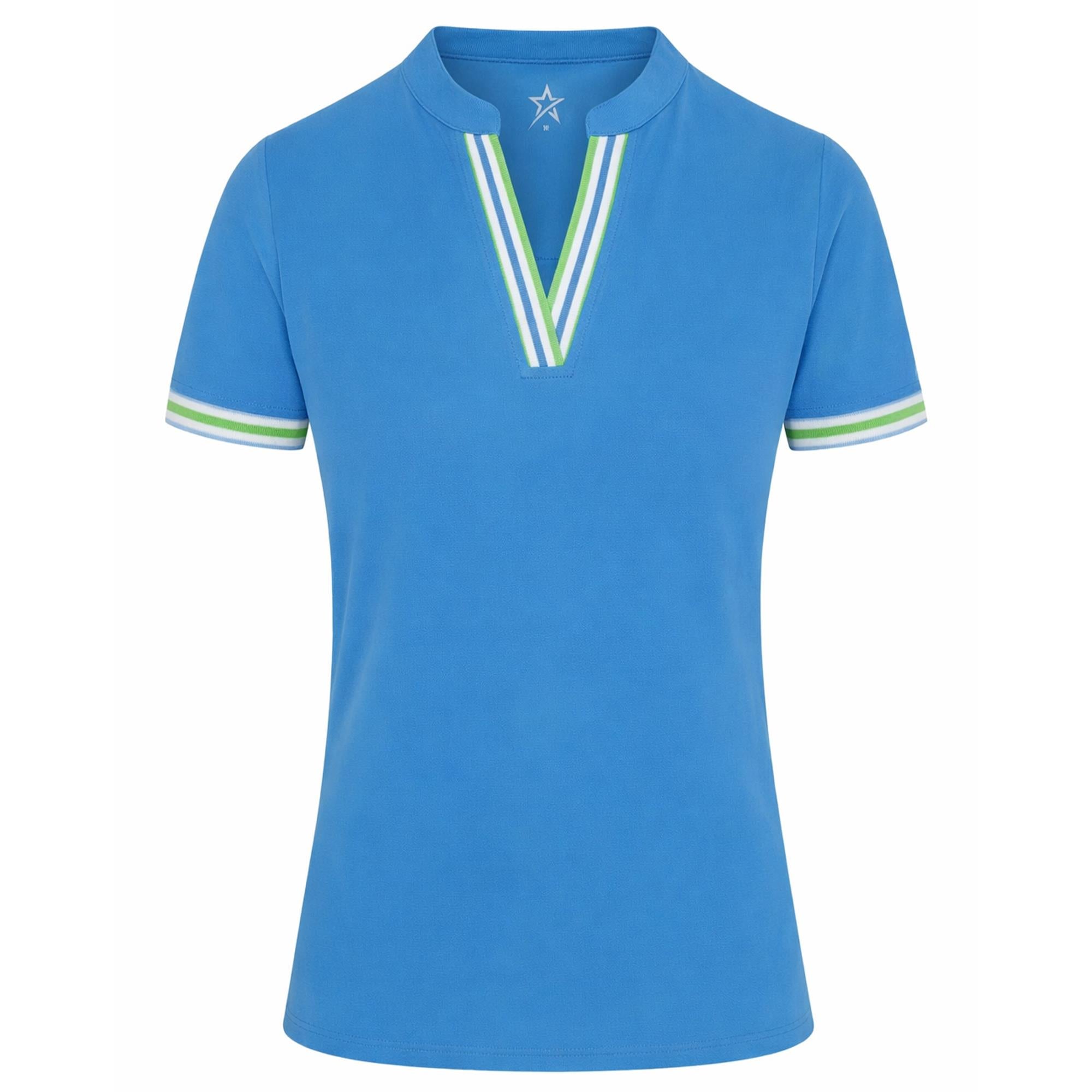 Swing Out Sister Tide Cap Sleeve Ladies Golf Polo Shirt Ocean