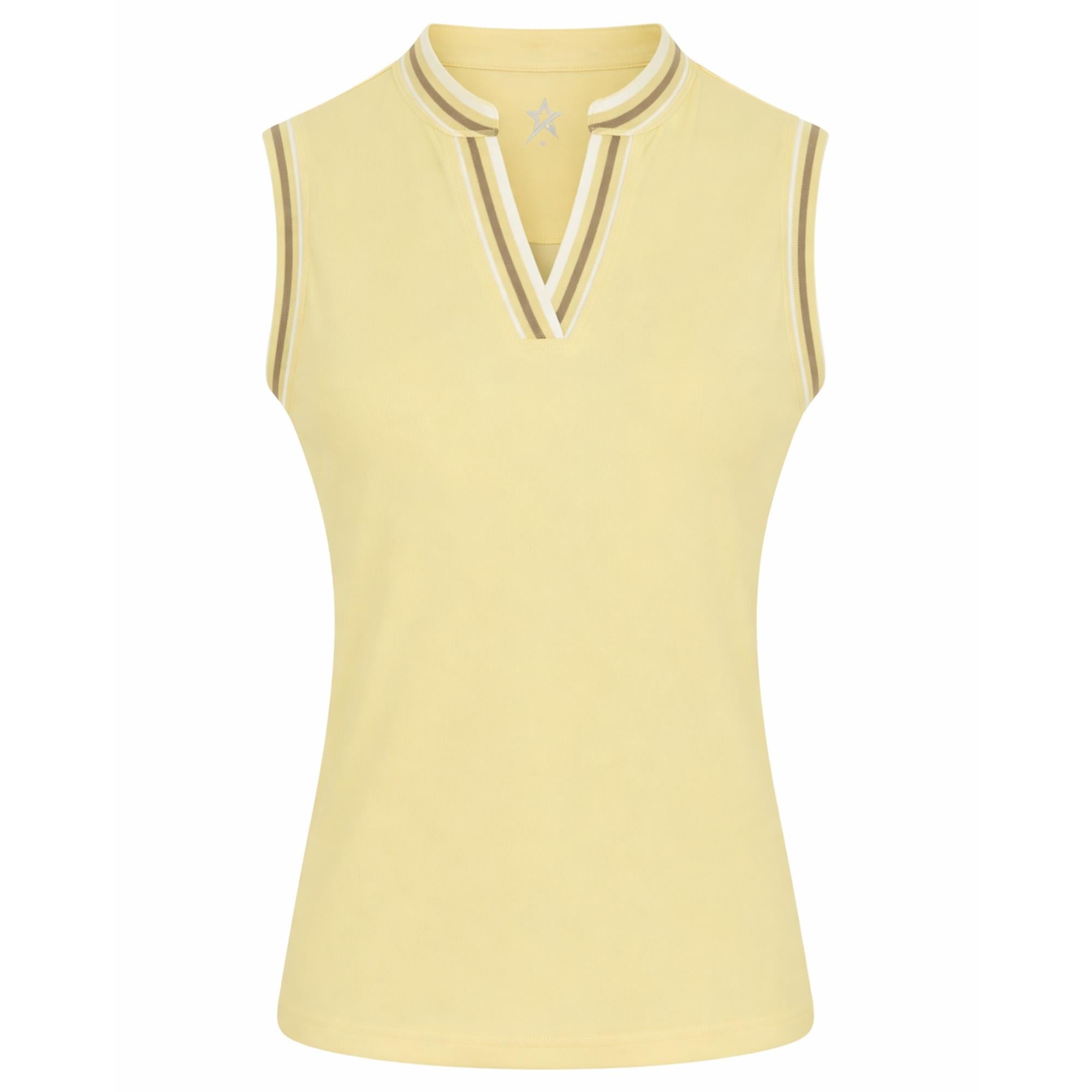 Swing Out Sister Tide Ladies Sleeveless Golf Polo Shirt Lemon Drop