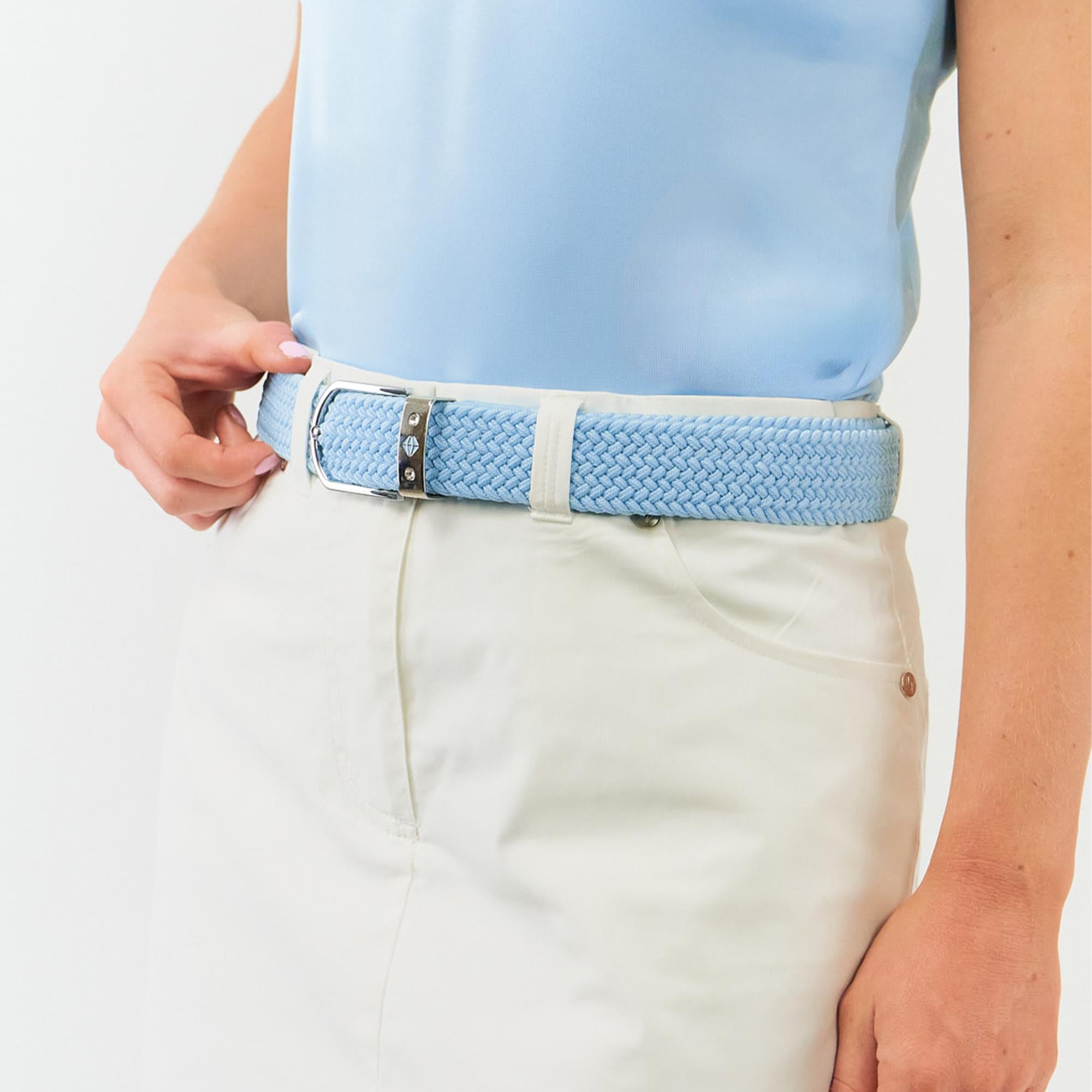 Pure Golf Paige Woven Stretch Belt Pale Blue