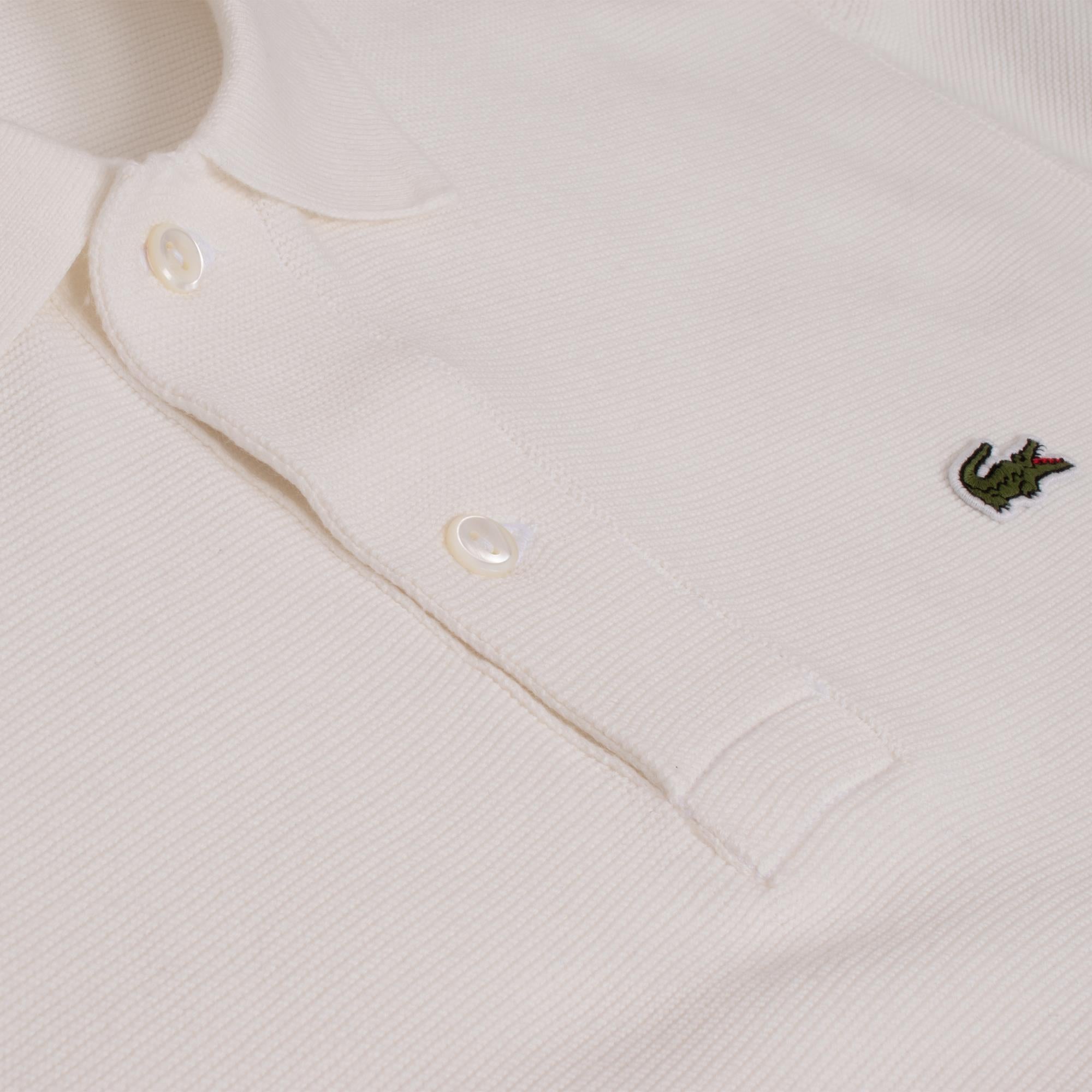 Mens Lacoste Fine Knit Moss Stitch Cotton Polo Shirt Flour