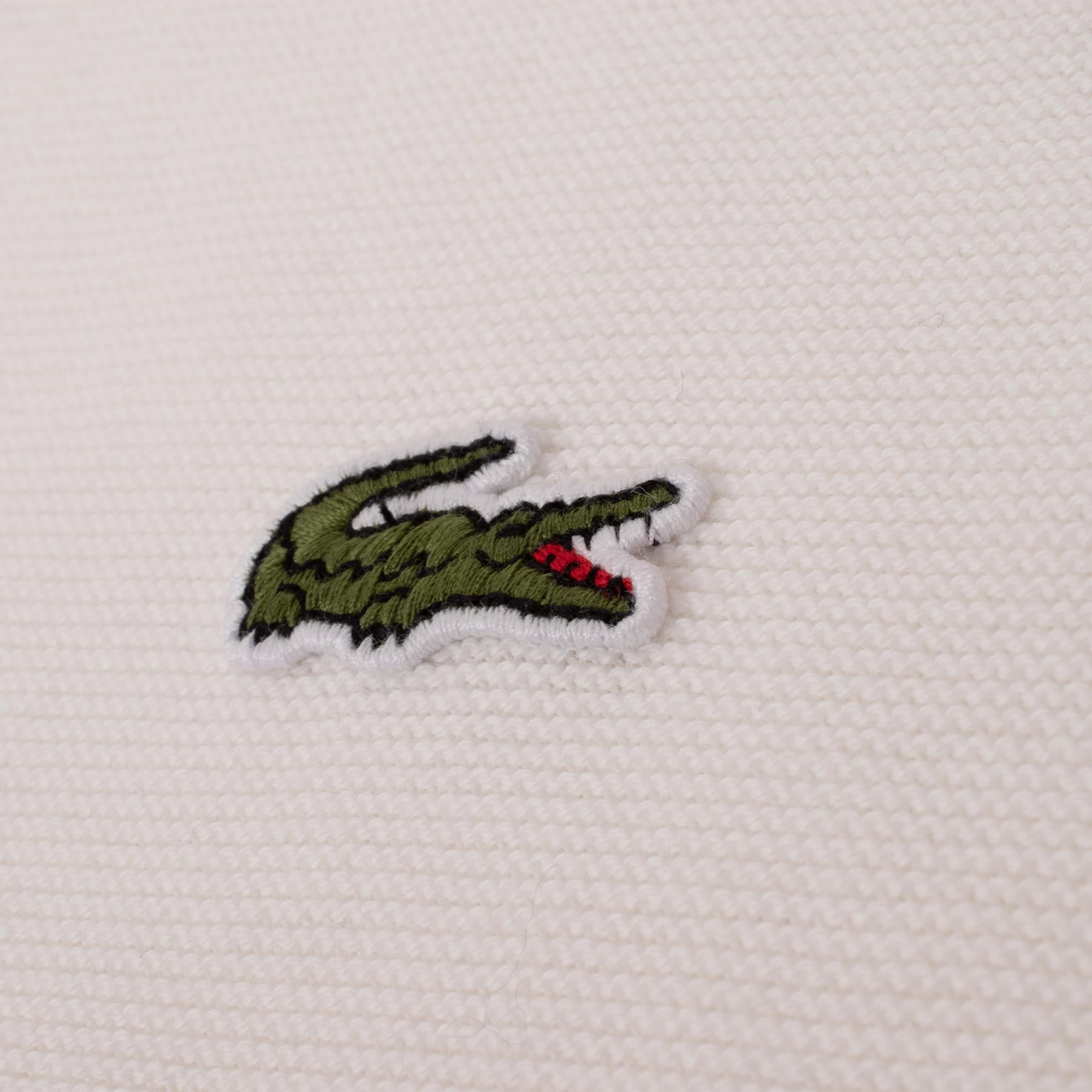 Mens Lacoste Fine Knit Moss Stitch Cotton Polo Shirt Flour