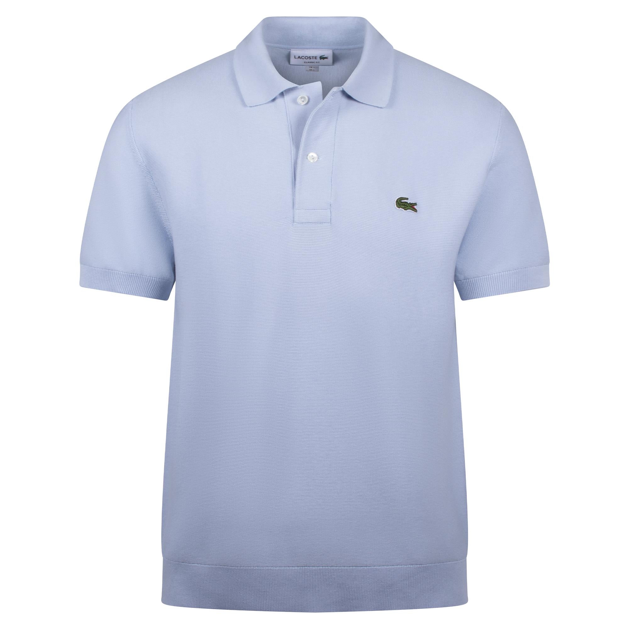 Mens Lacoste Fine Knit Moss Stitch Cotton Polo Shirt Phoenix Blue