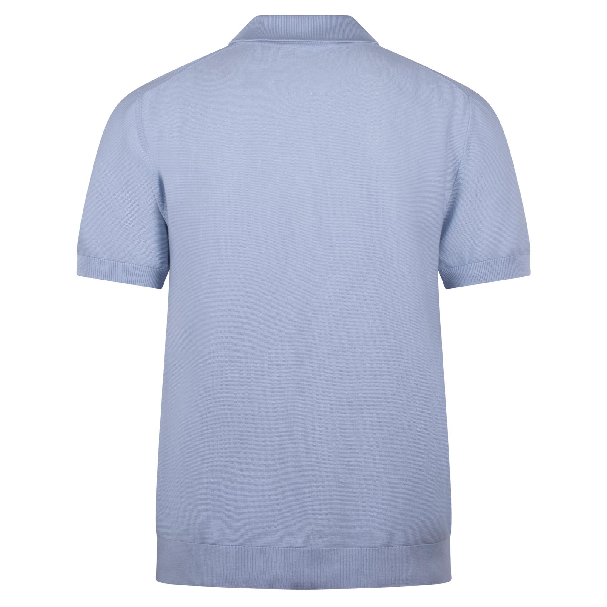 Mens Lacoste Fine Knit Moss Stitch Cotton Polo Shirt Phoenix Blue