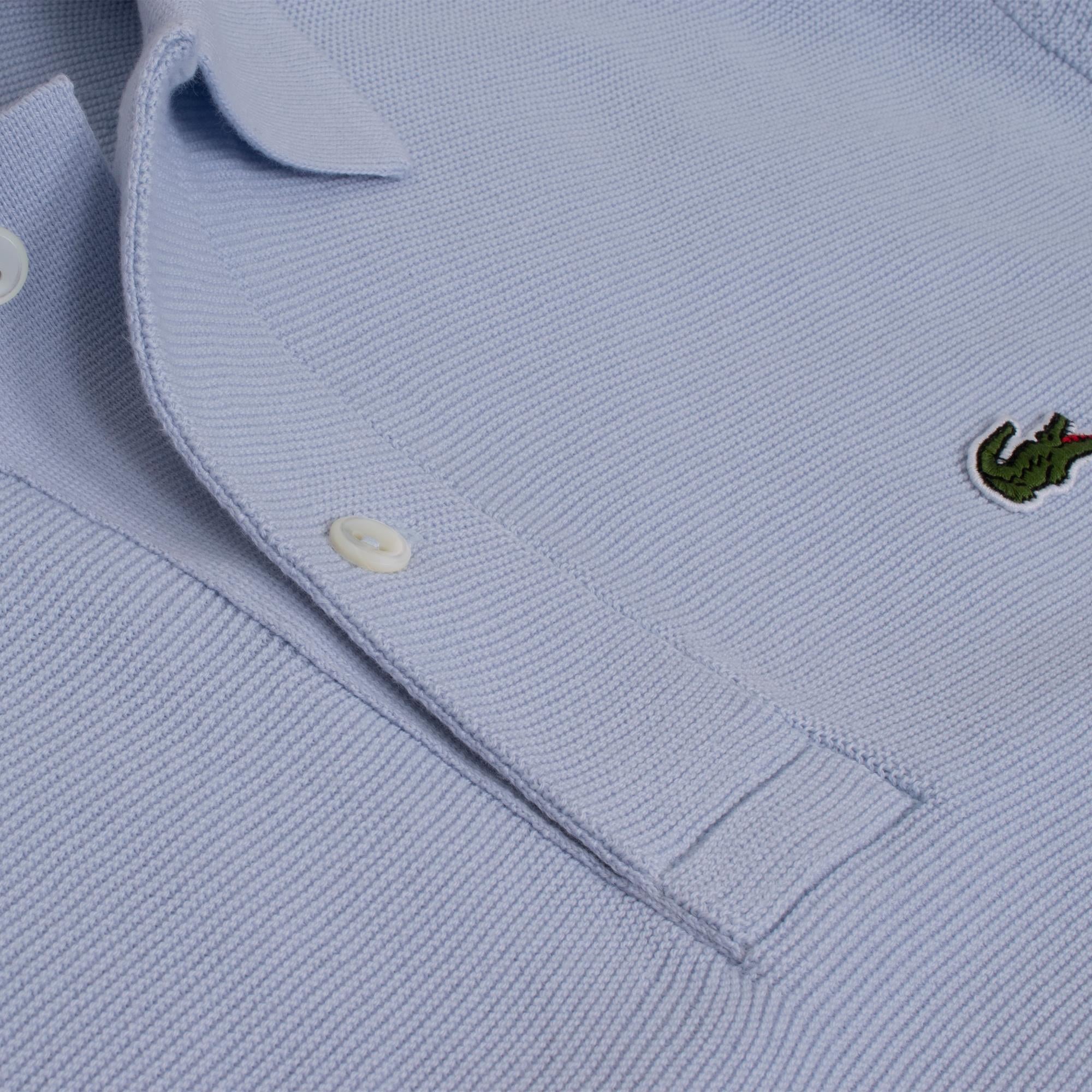 Mens Lacoste Fine Knit Moss Stitch Cotton Polo Shirt Phoenix Blue