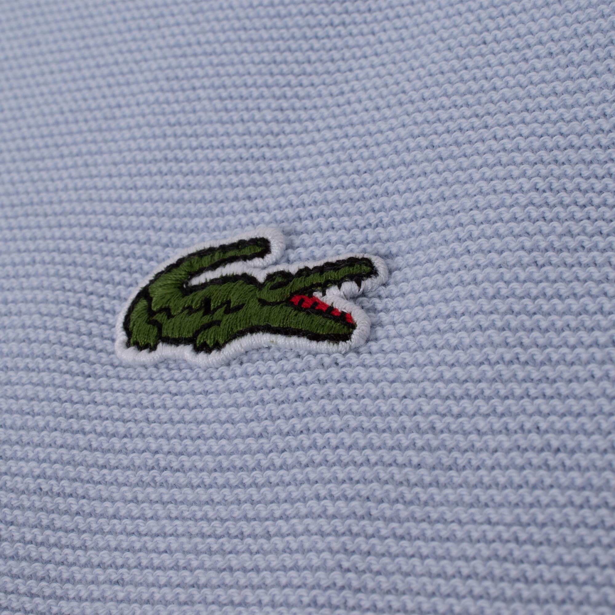 Mens Lacoste Fine Knit Moss Stitch Cotton Polo Shirt Phoenix Blue