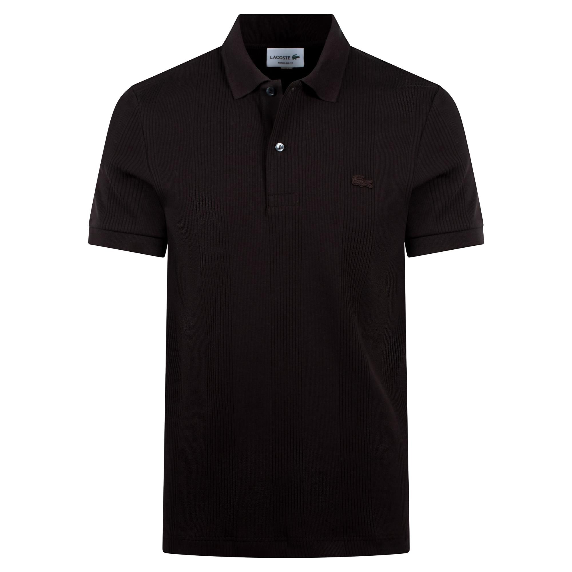 Lacoste Mens Regular Fit Ribbed Cotton Polo Shirt Buffalo