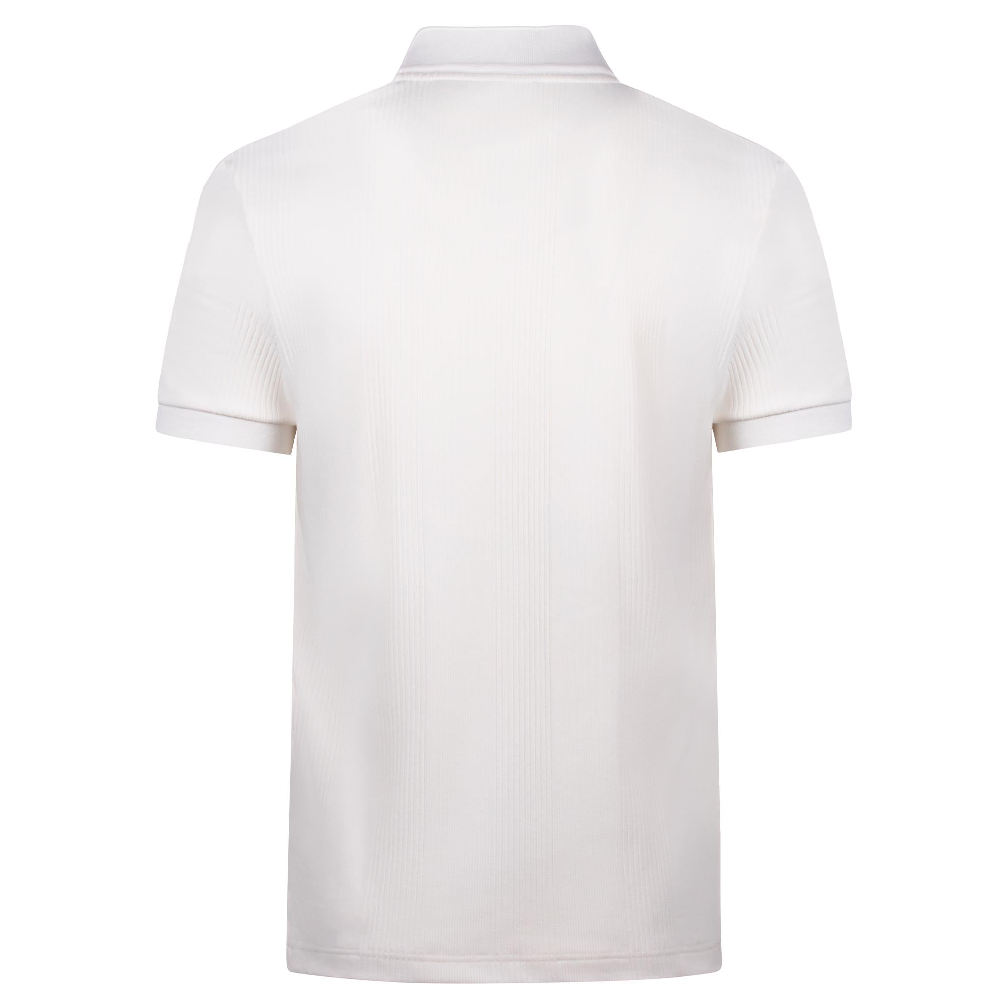 Lacoste Mens Regular Fit Ribbed Cotton Polo Shirt Flour