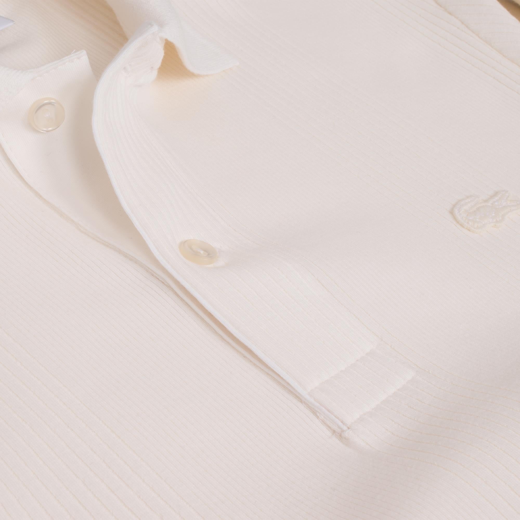 Lacoste Mens Regular Fit Ribbed Cotton Polo Shirt Flour