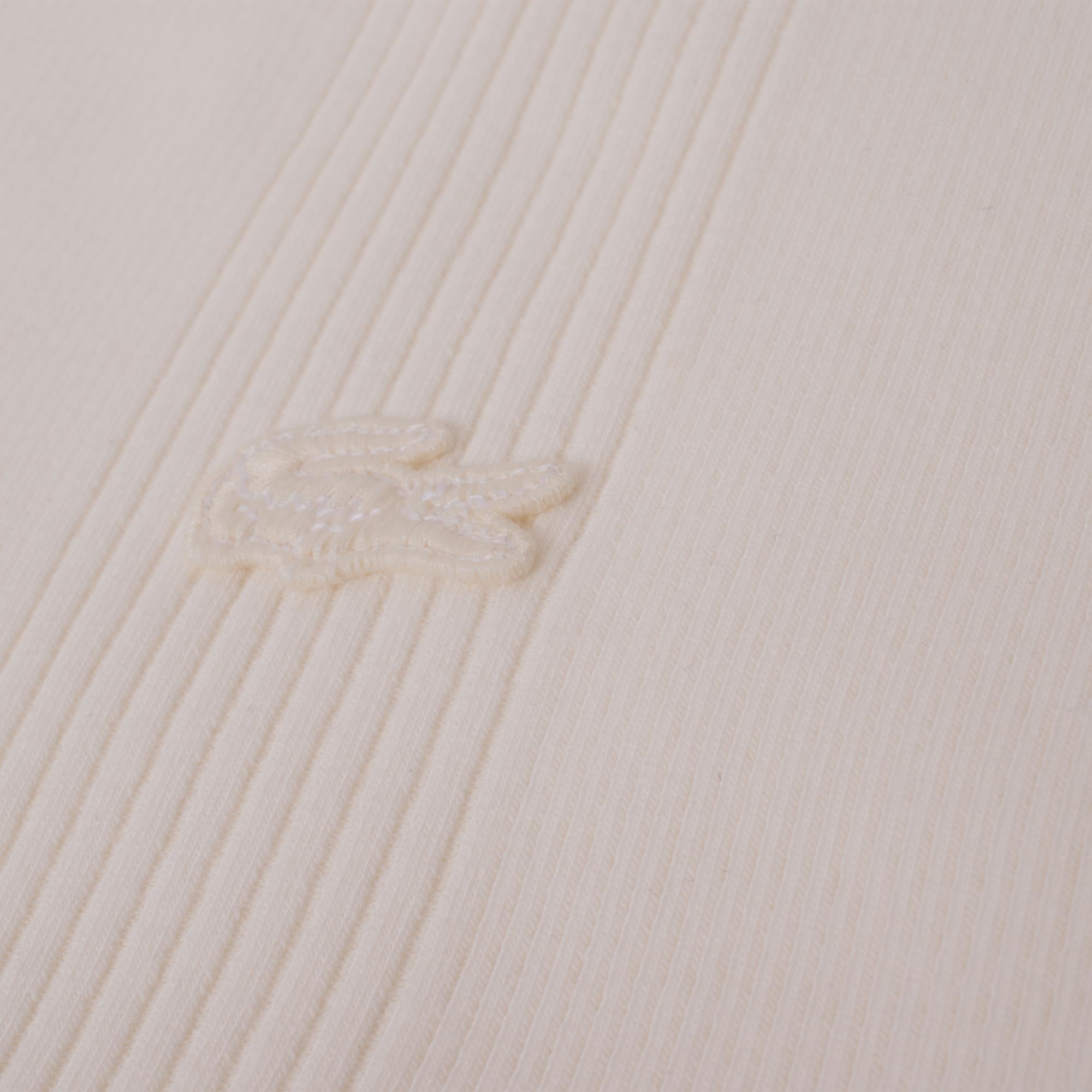 Lacoste Mens Regular Fit Ribbed Cotton Polo Shirt Flour