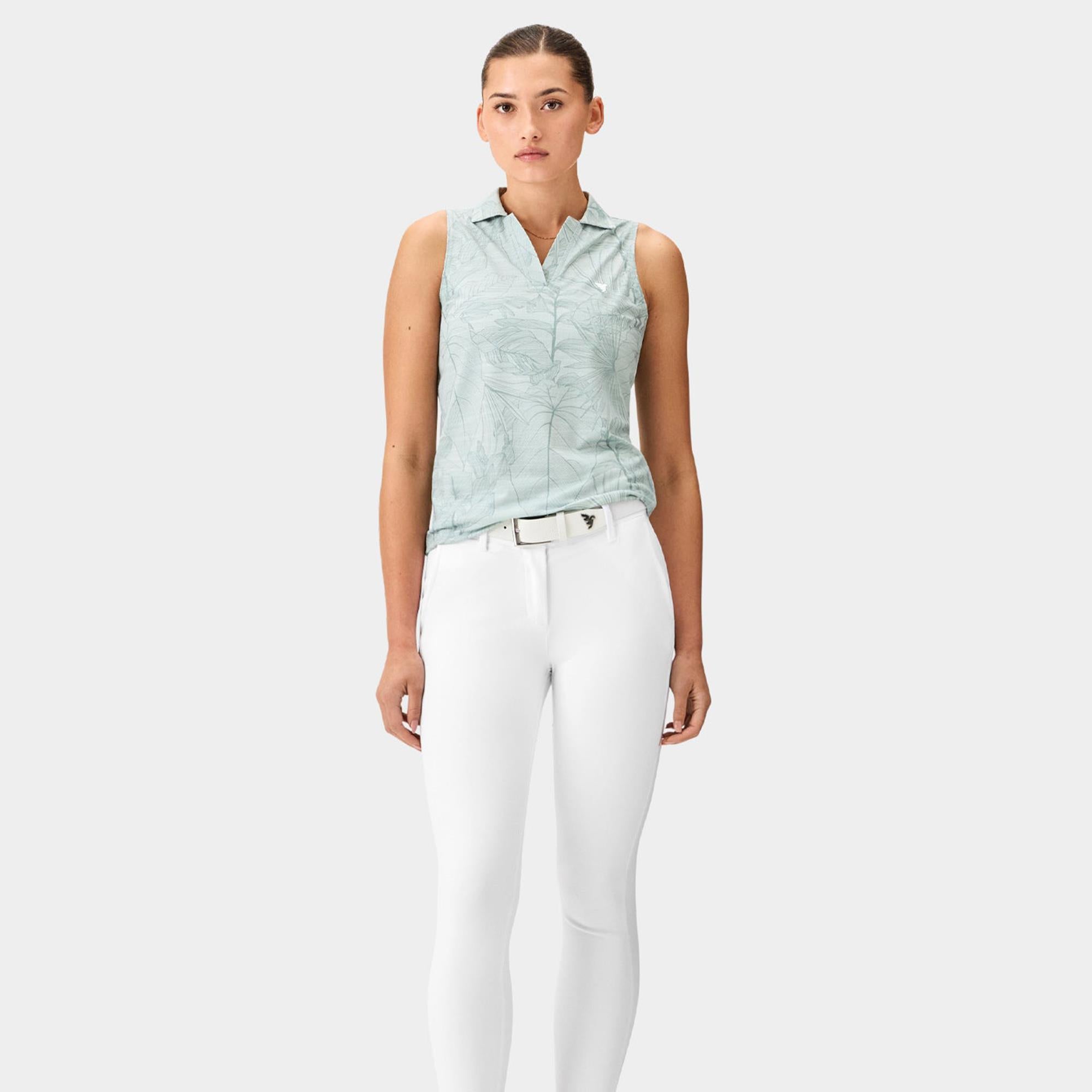 Macade Golf Paige Ladies Sleeveless Golf Polo Shirt Palm