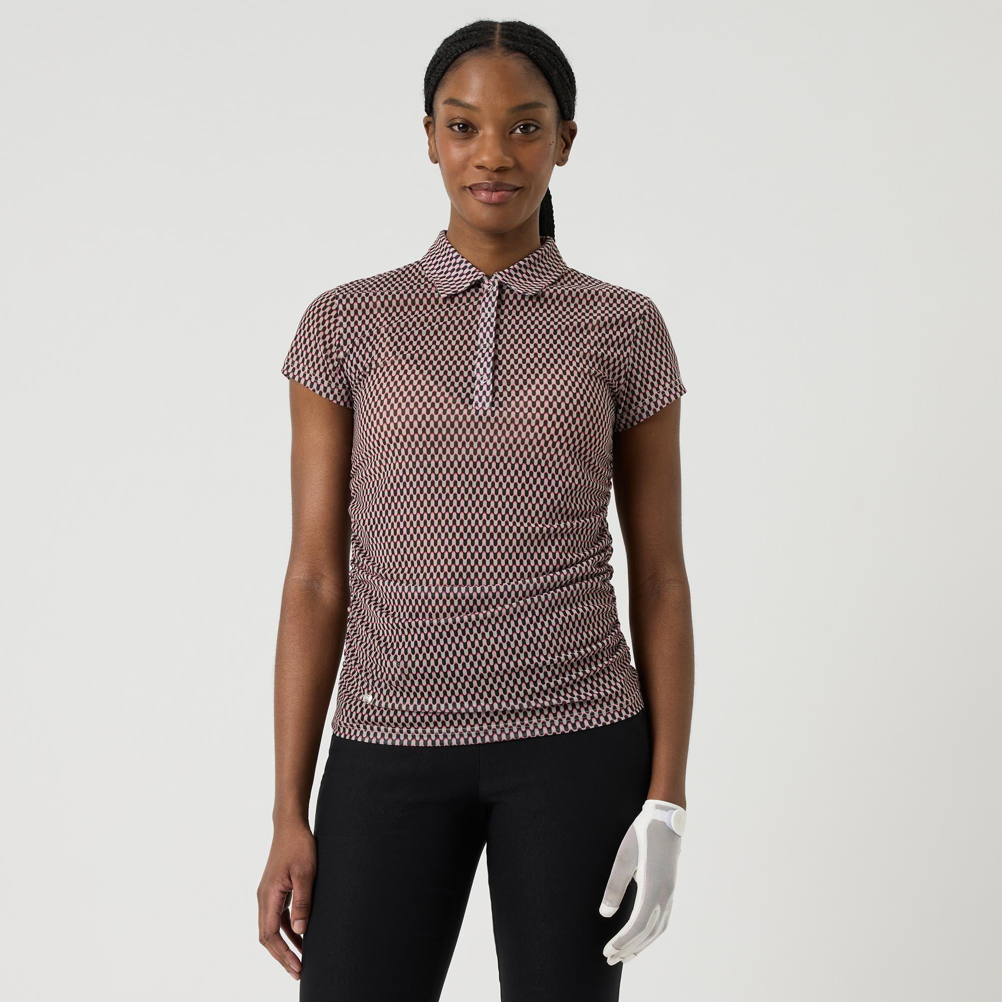 Daily Sports Abstract Wave Breeze Mesh Ladies Golf Polo Shirt