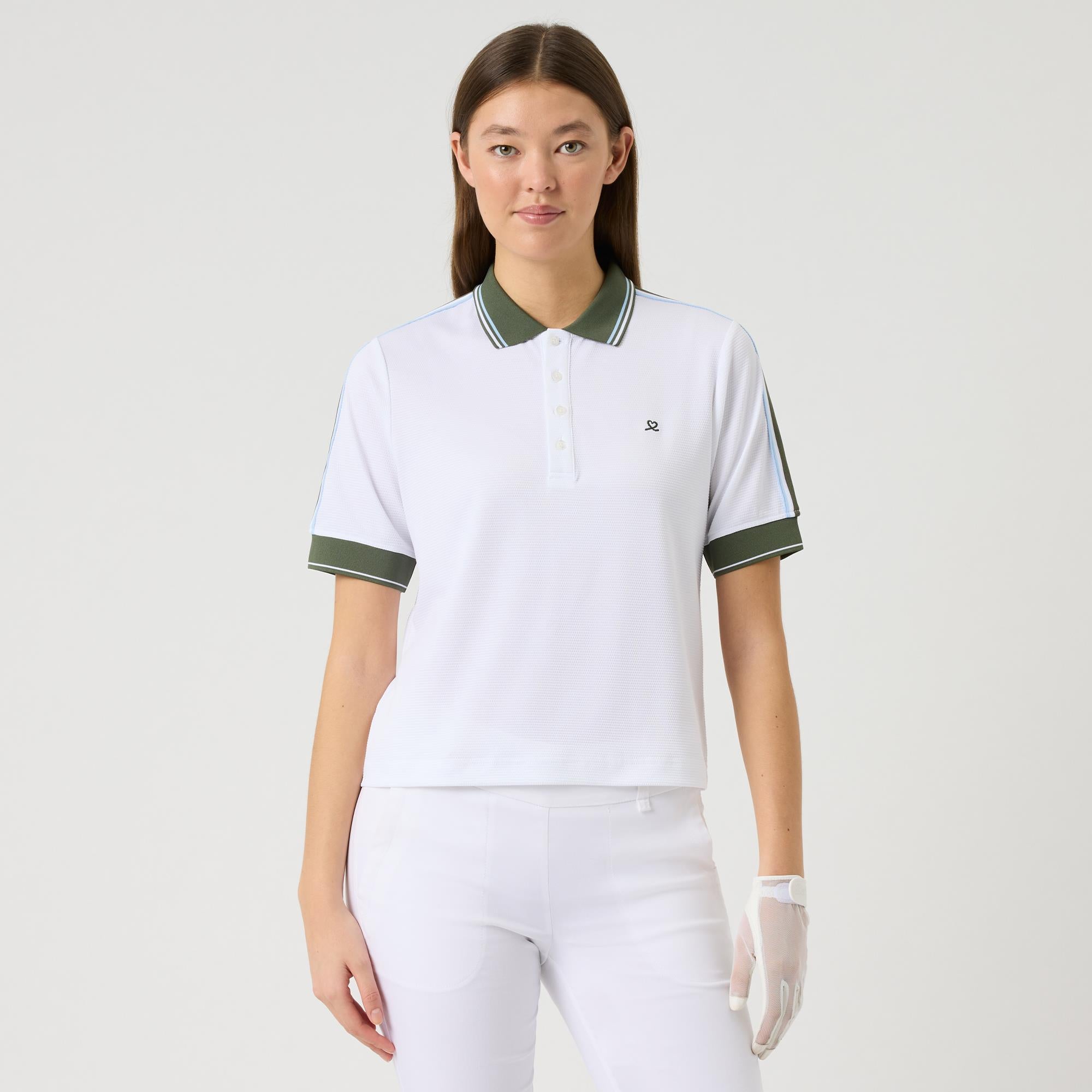 Daily Sports Cropped 1/2 Sleeve Ladies Golf Polo Shirt White