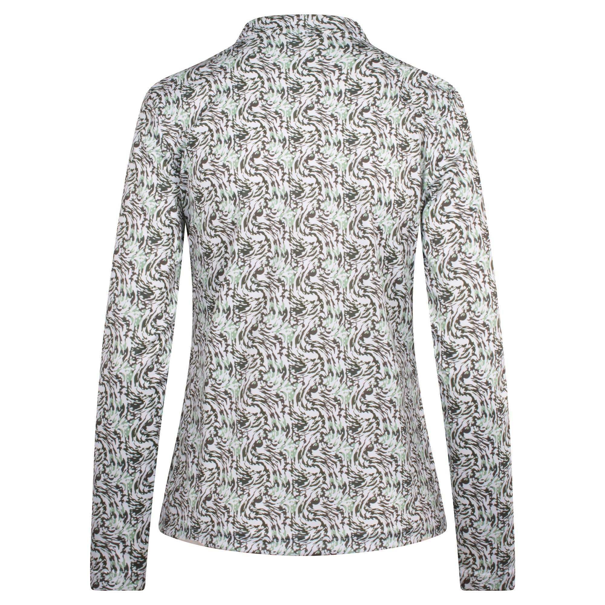 Daily Sports Dull Printed Long Sleeve Ladies Golf Polo Shirt Abstract Swirl