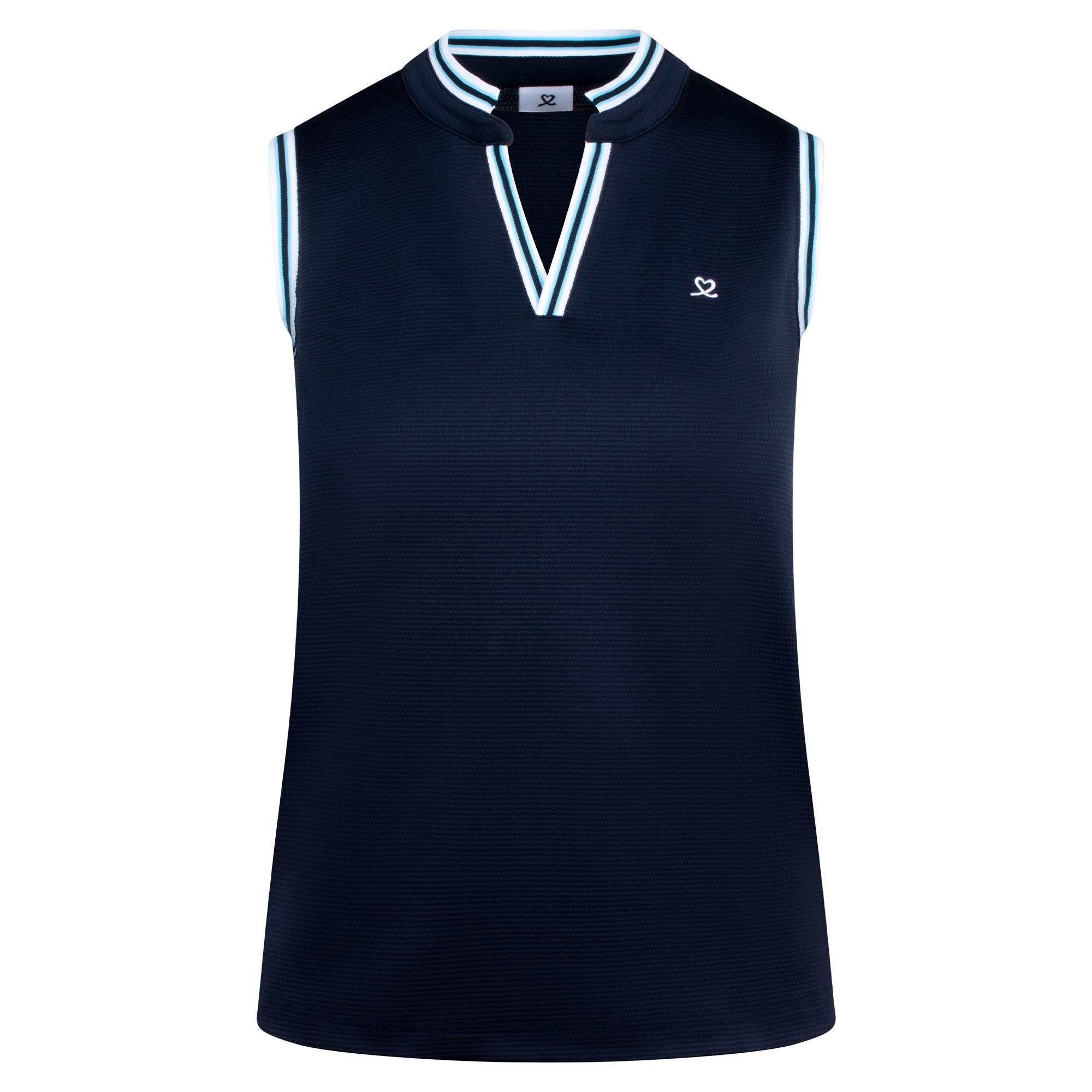 Daily Sports Round Neck Sleeveless Ladies Golf Polo Shirt Navy