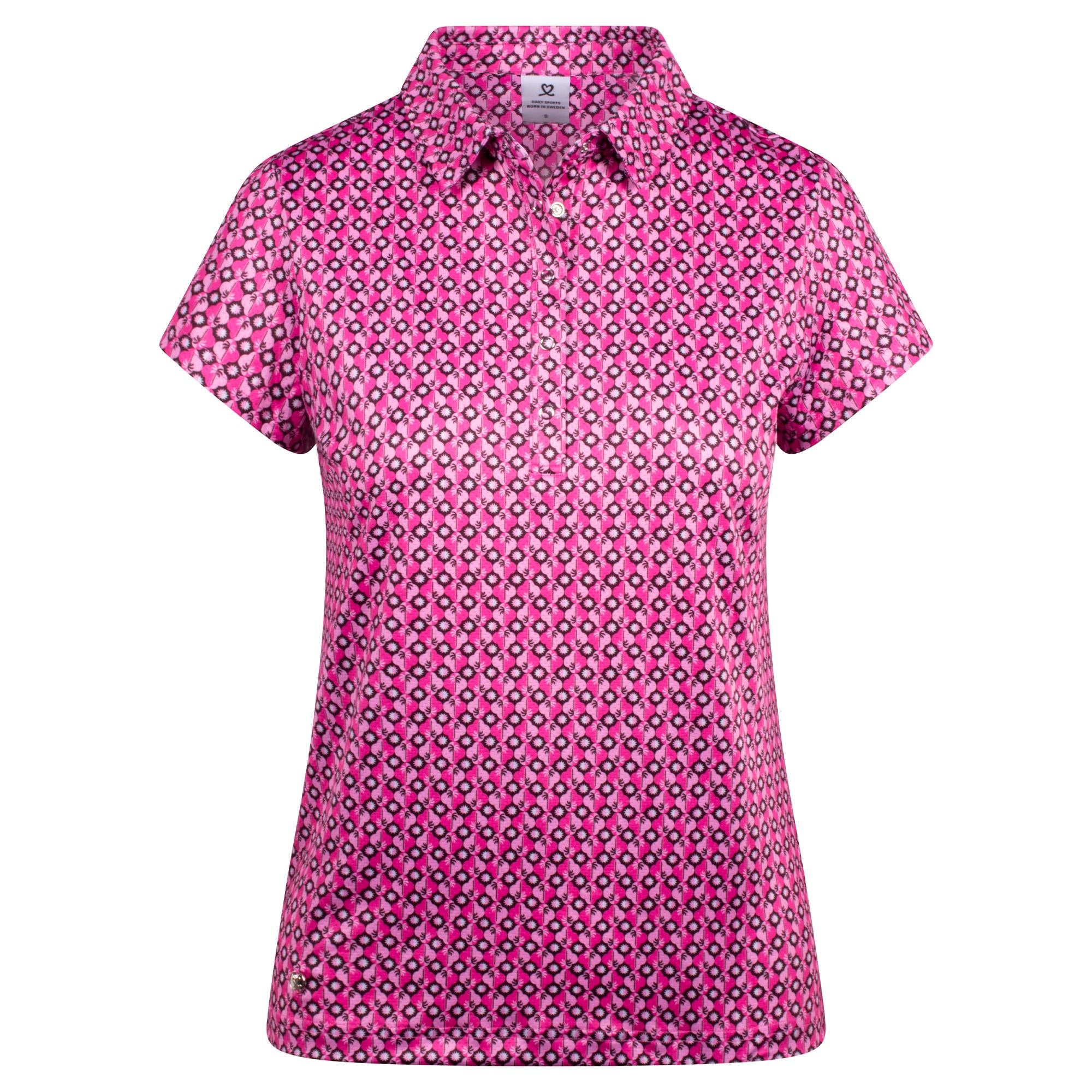 Daily Sports Sheermotion Ladies Golf Polo Shirt Geometric Palm Tree