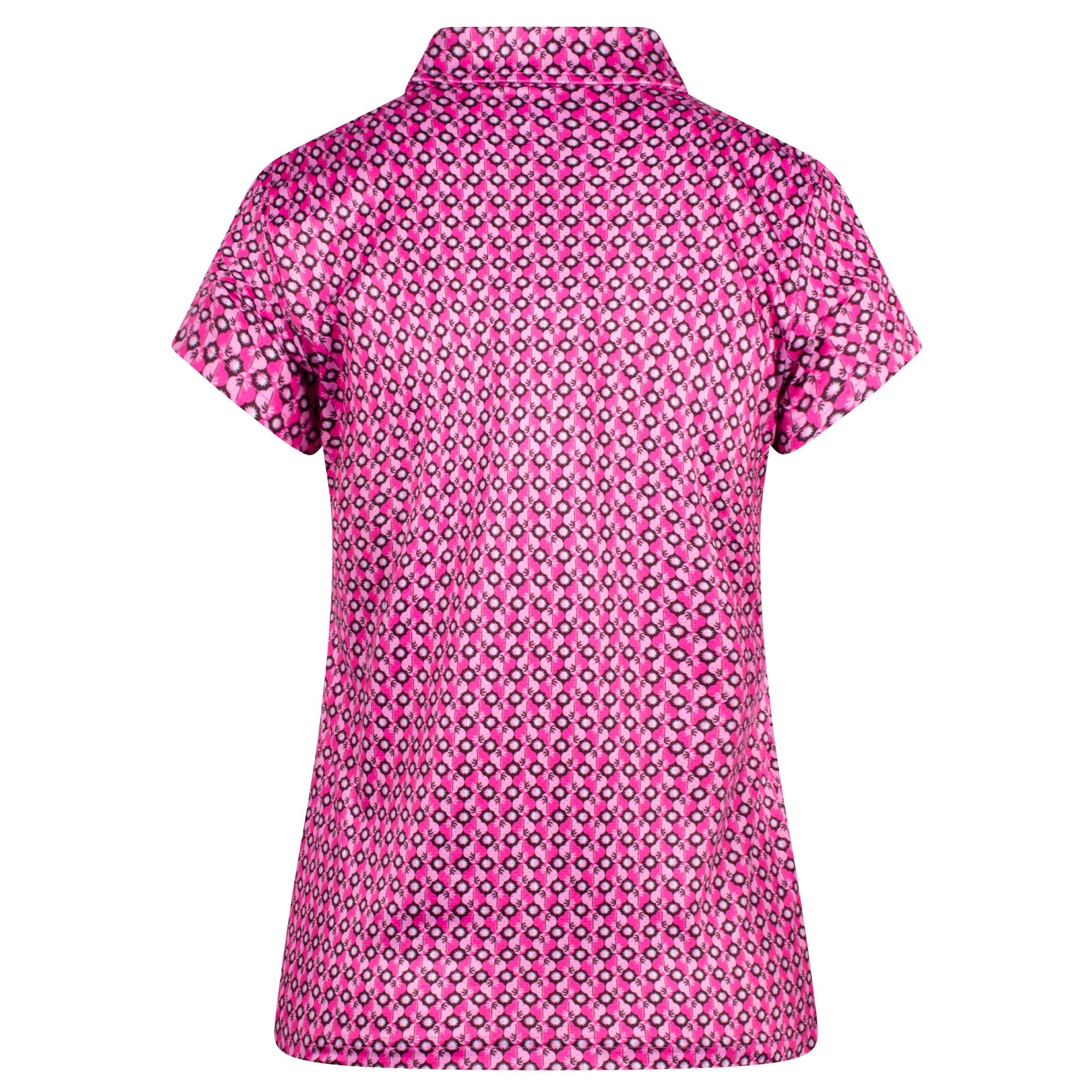 Daily Sports Sheermotion Ladies Golf Polo Shirt Geometric Palm Tree