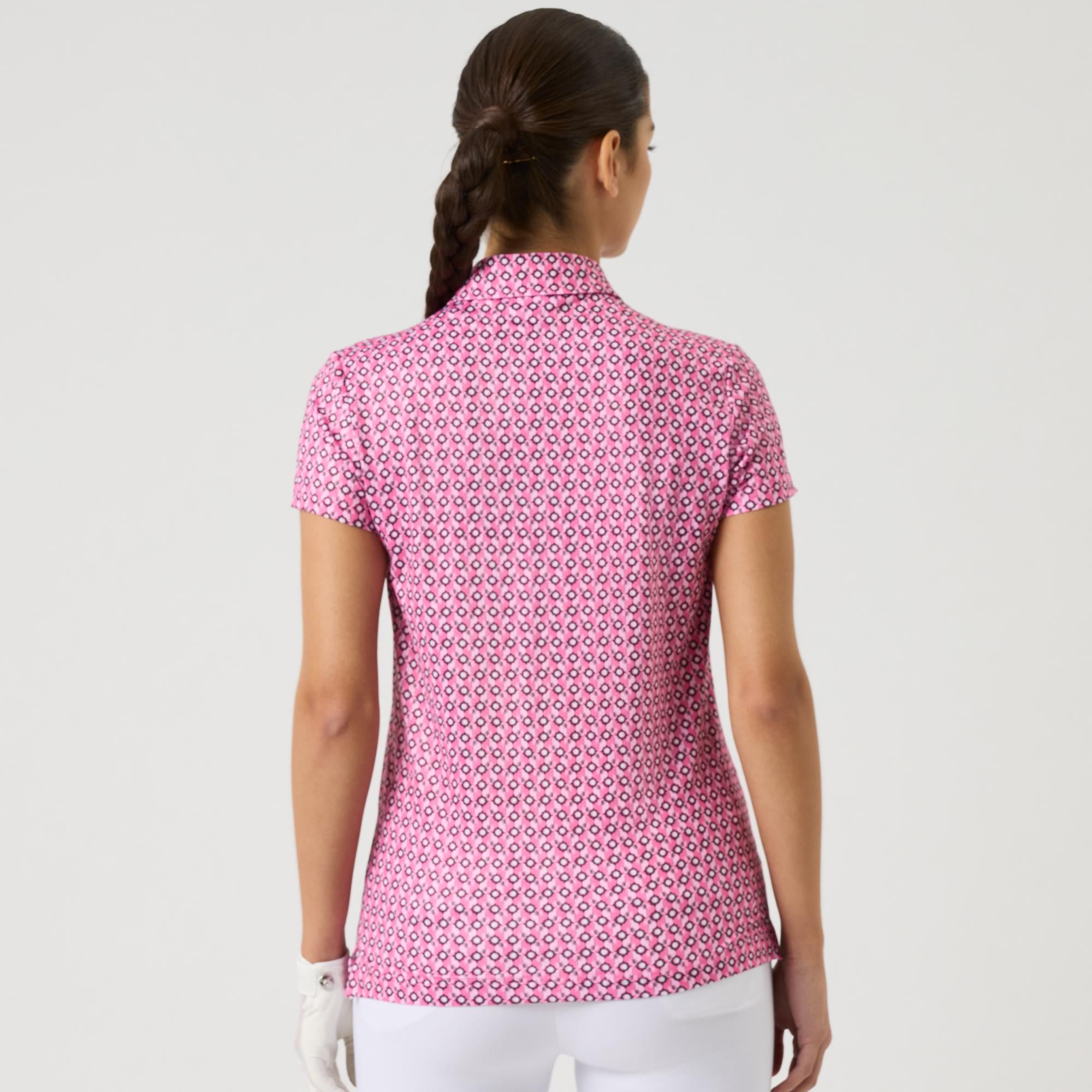Daily Sports Sheermotion Ladies Golf Polo Shirt Geometric Palm Tree