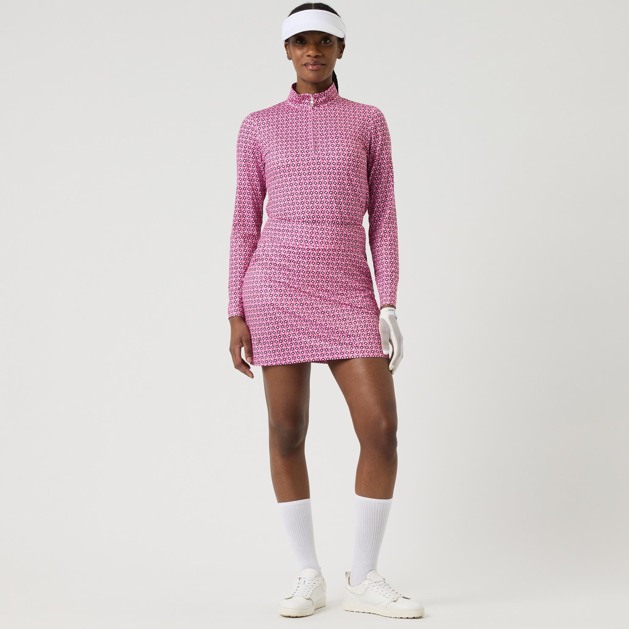 Daily Sports Sheermotion Ladies Long Sleeve Golf Polo Shirt Geometric Palm Tree