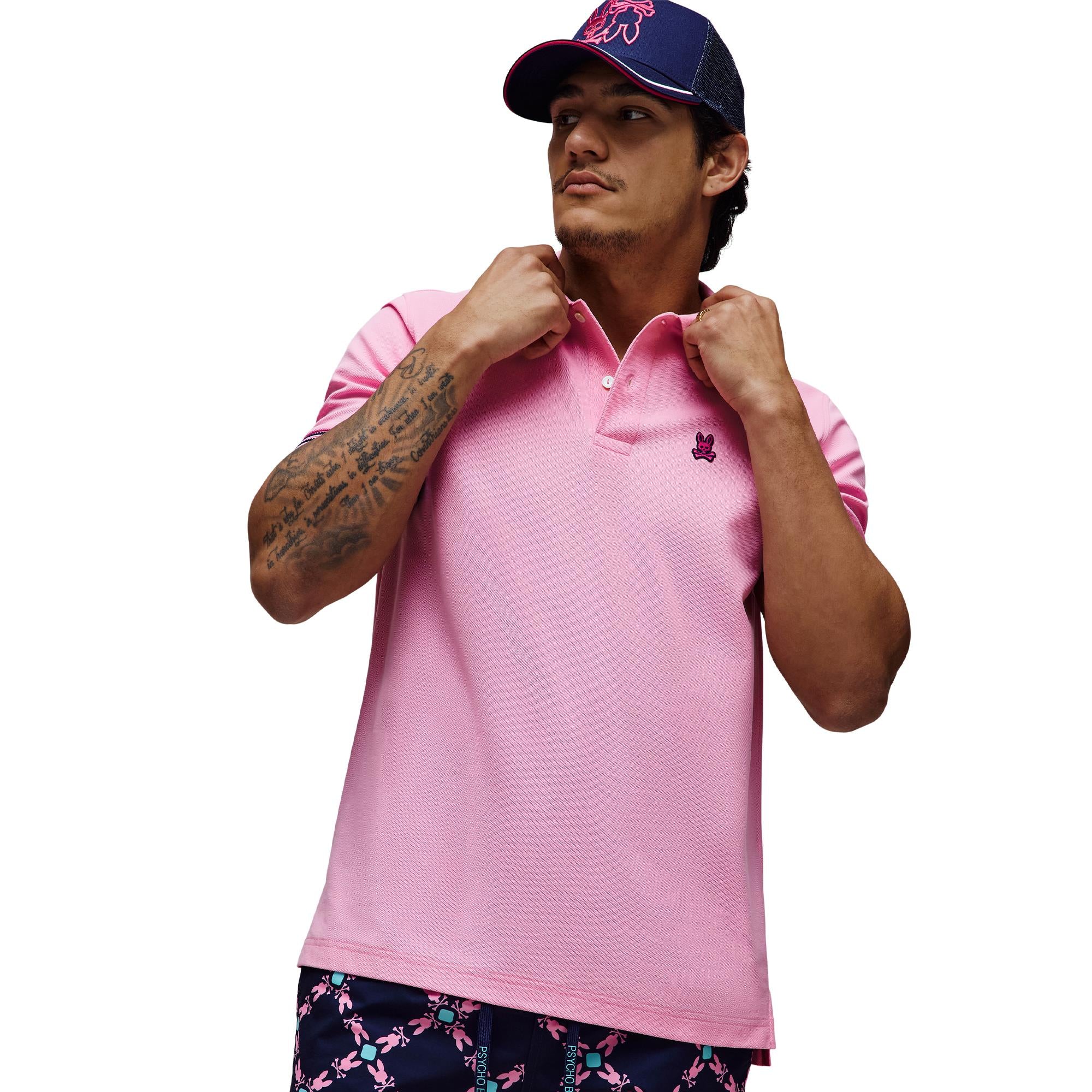 Psycho Bunny Clark Pique Polo Shirt Begonia Pink