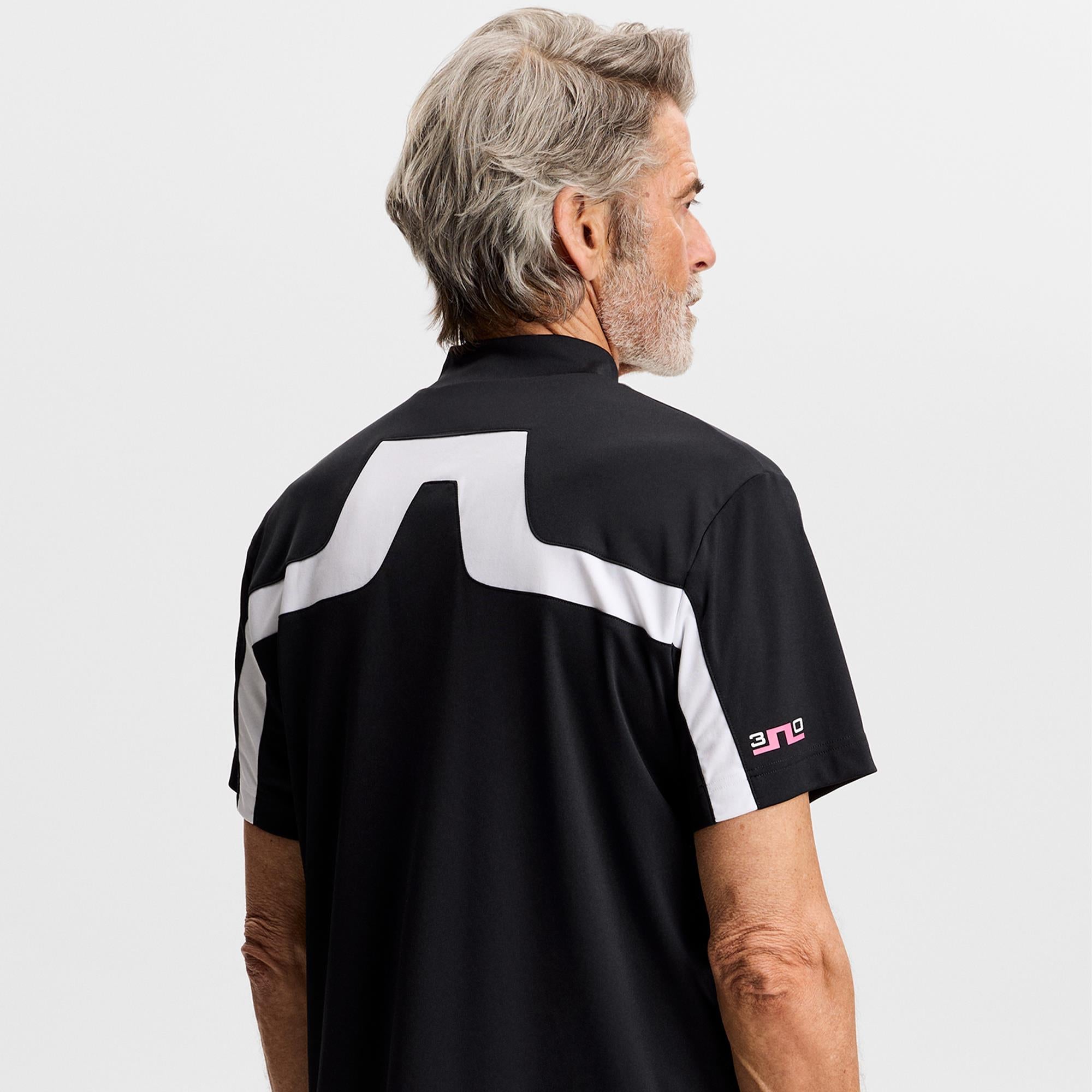 J Lindeberg 30Y Rory KV Mock Neck Mens Golf Polo Shirt Black