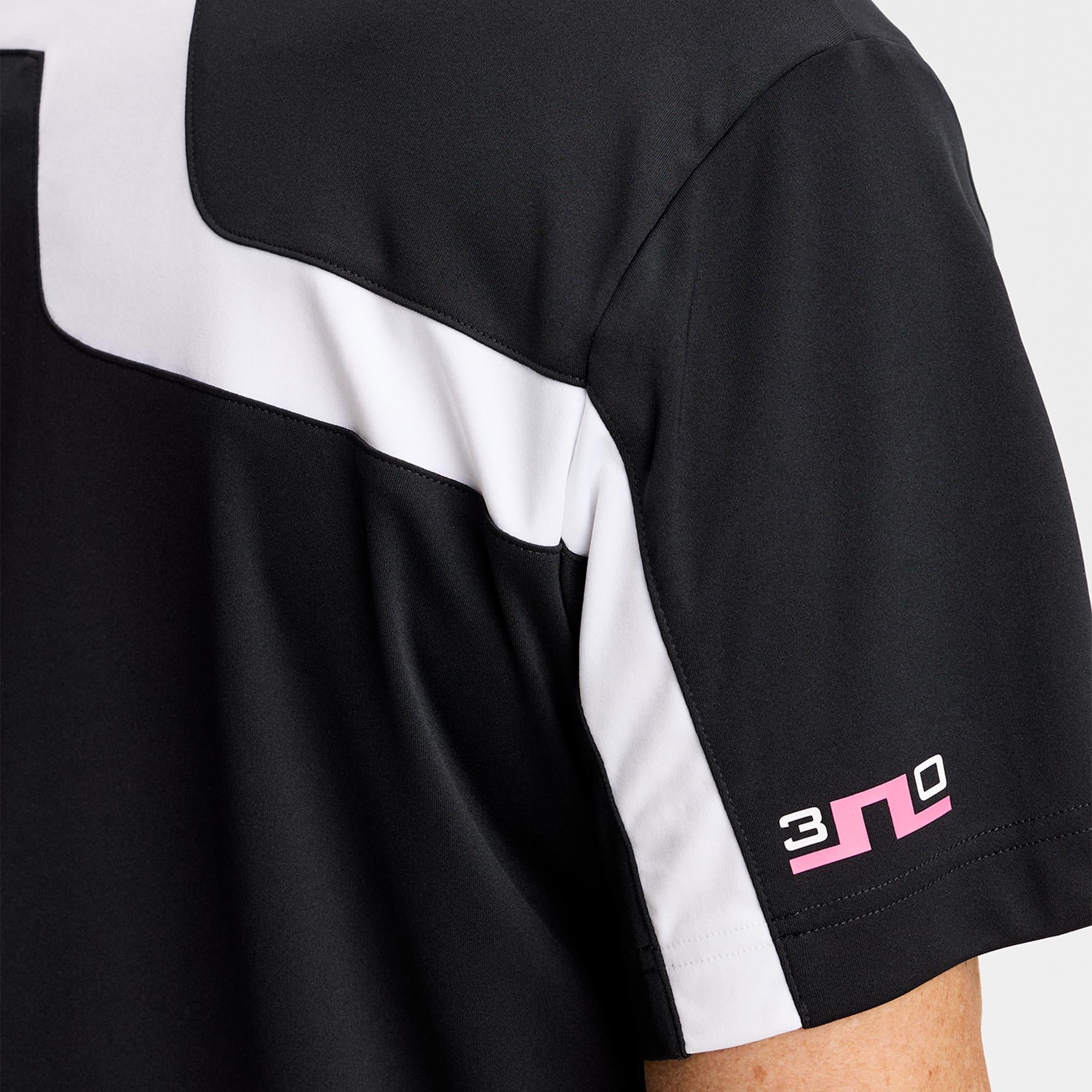 J Lindeberg 30Y Rory KV Mock Neck Mens Golf Polo Shirt Black